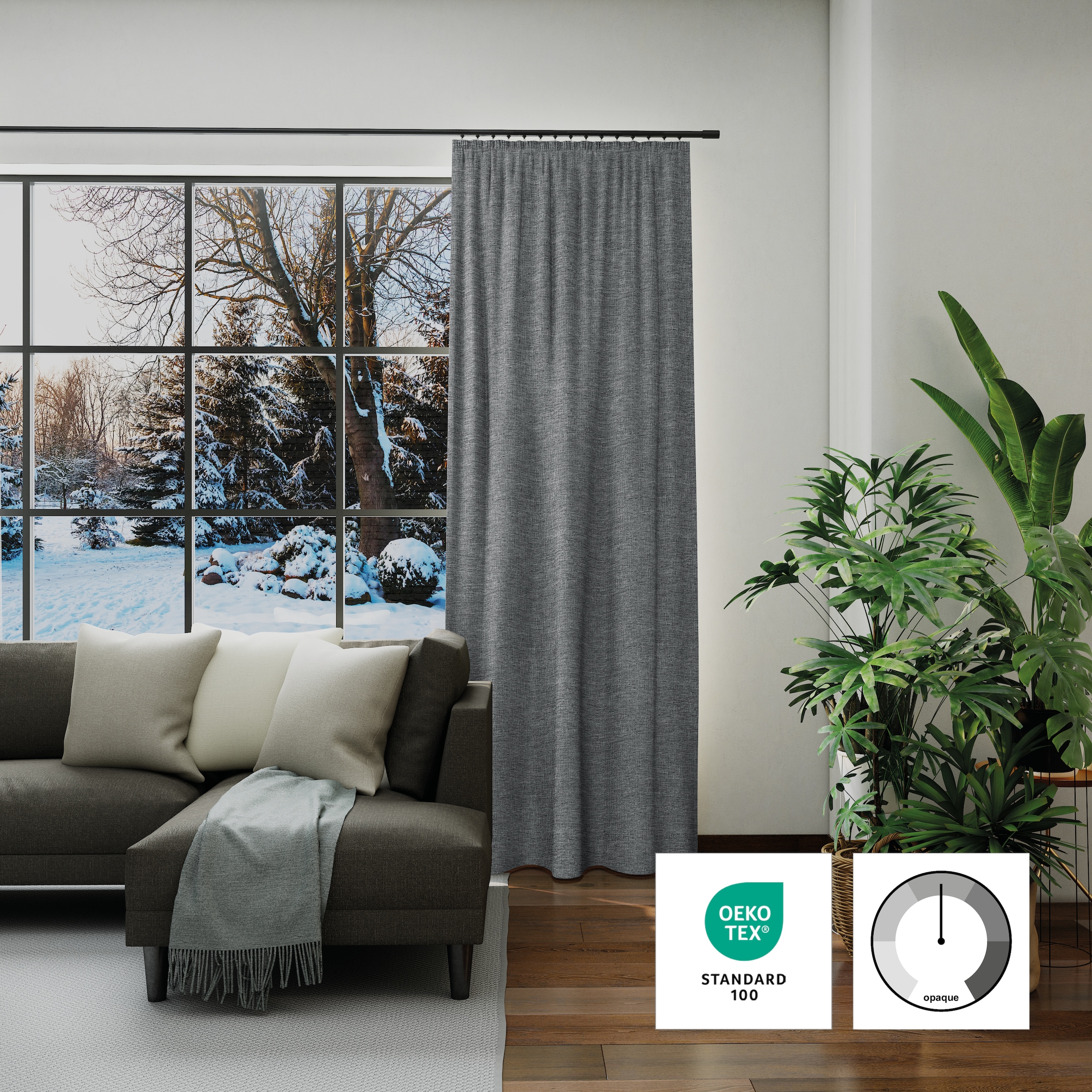 Neutex for you Vorhang "Inuit" Kräuselband 1 Stk. tlg. Uni mit Samtoptik günstig online kaufen