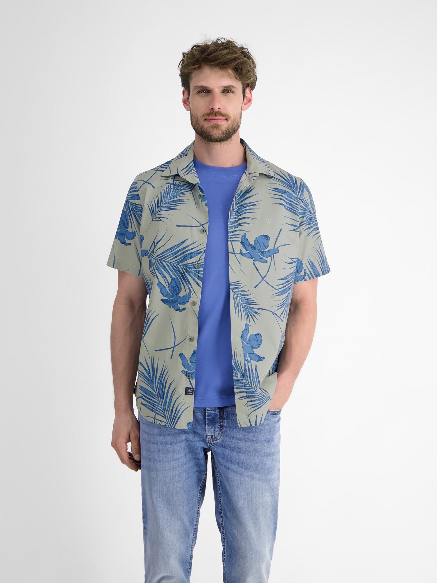 LERROS Kurzarmhemd "Kurzärmeliges Herrenhemd, Hawaiian-Style"
