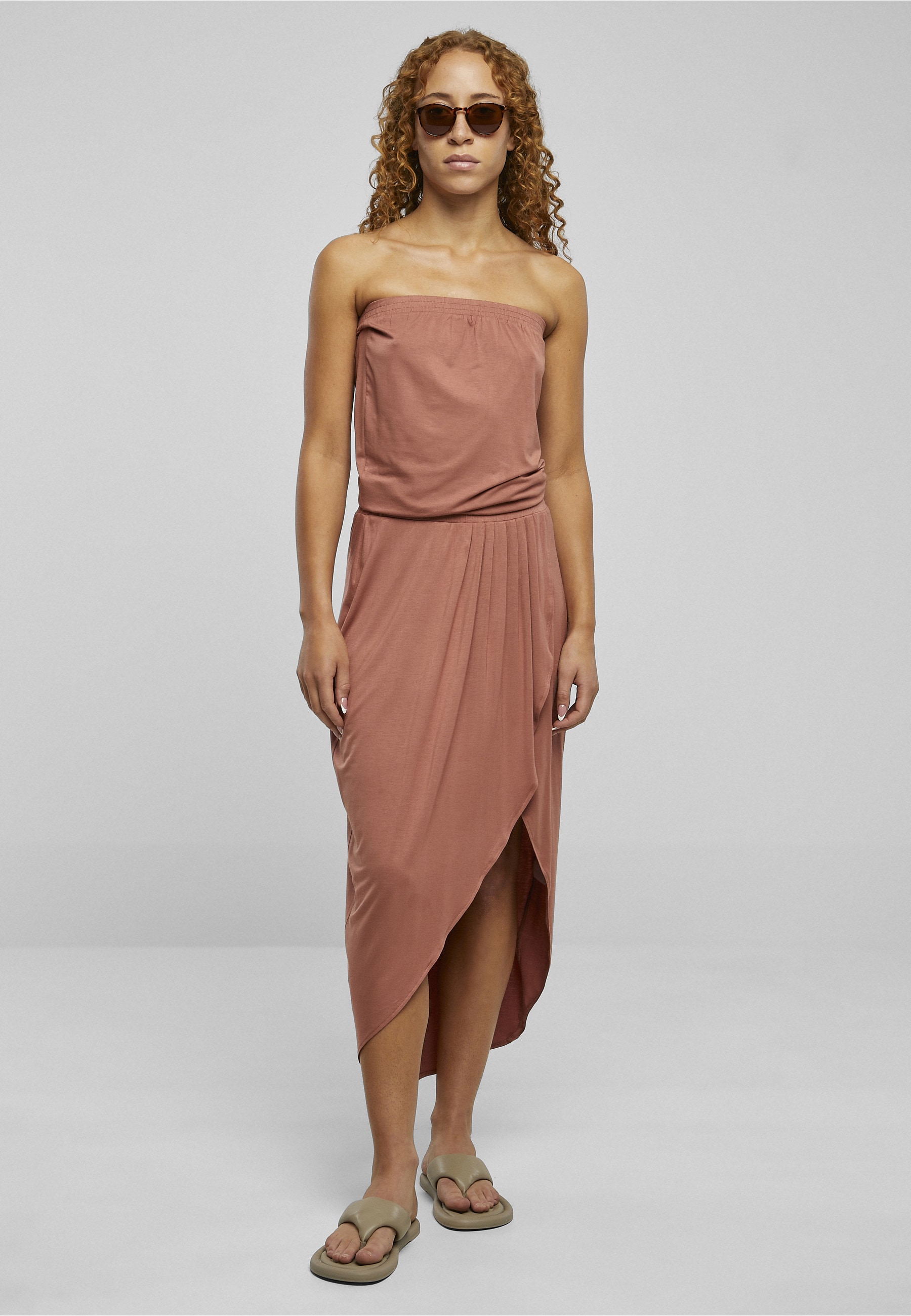 URBAN CLASSICS Shirtkleid »Urban Classics Damen Ladies Viscose Bandeau Dress« 1 tlg.