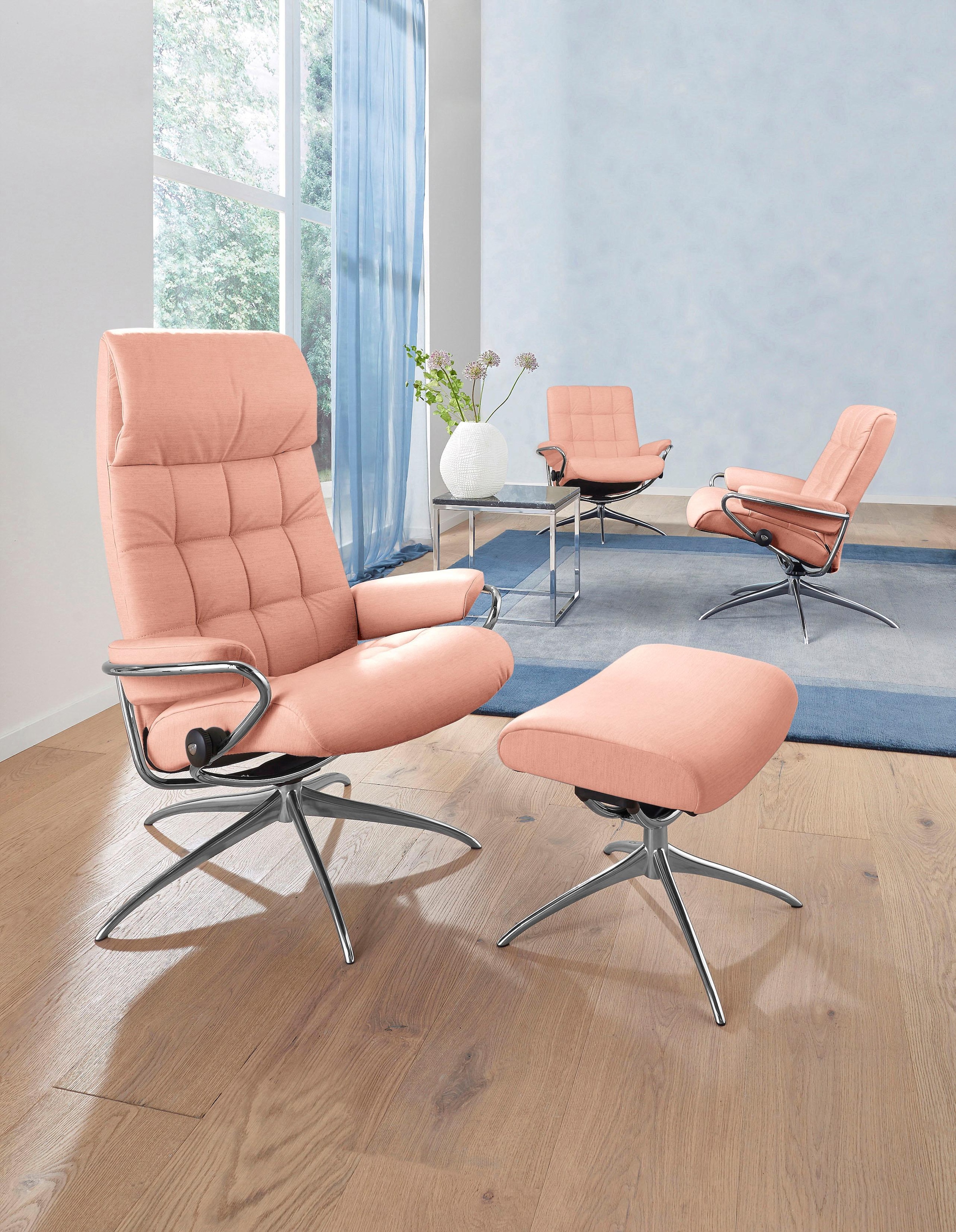 Stressless® Relaxsessel »London«, (Set, Relaxsessel mit Hocker), mit Hocker, High Back, mit Star Base, Gestell Chrom