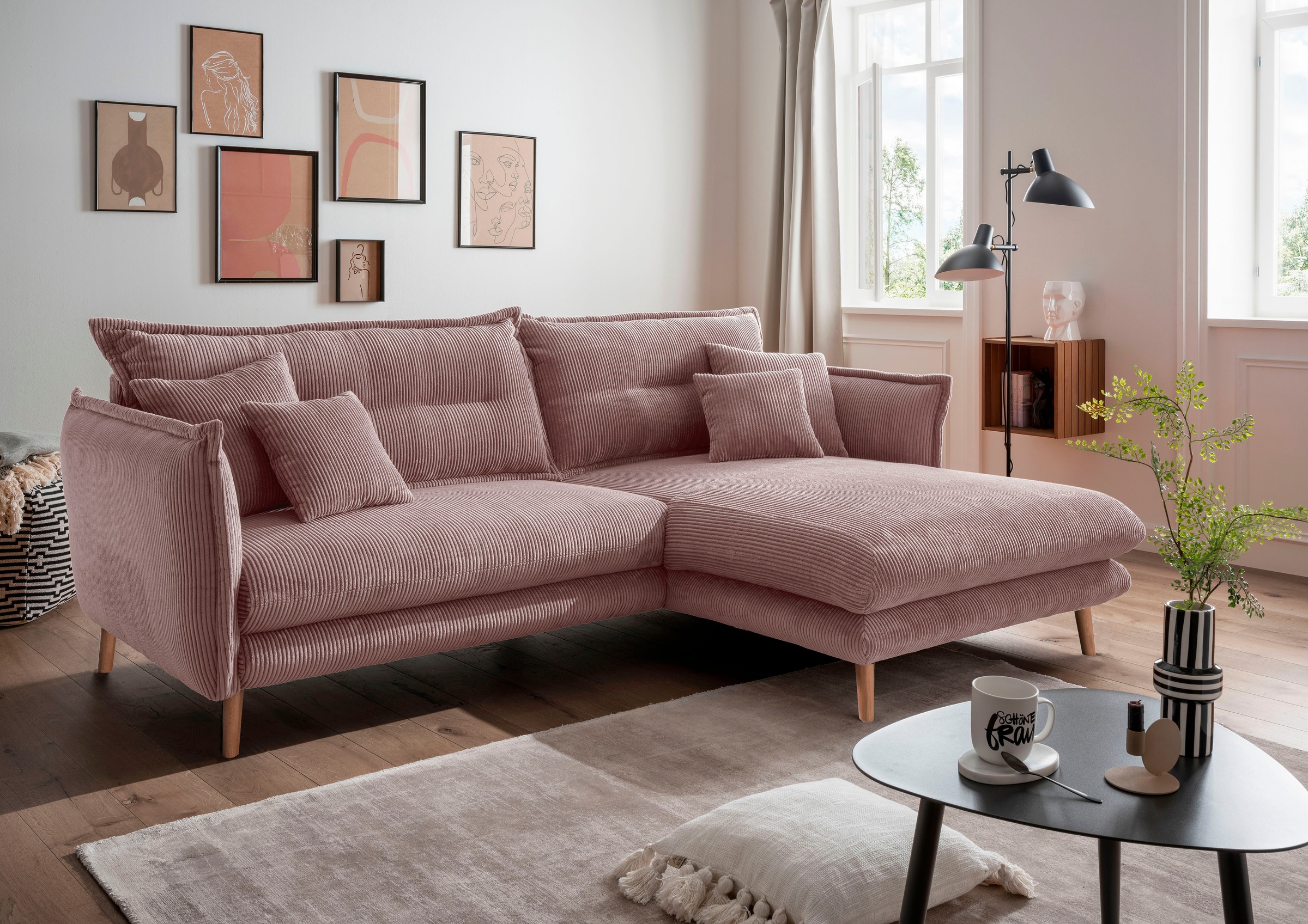 INOSIGN Ecksofa "Lazio modern und bequem, schmale Armlehnen, tolle Detailve günstig online kaufen
