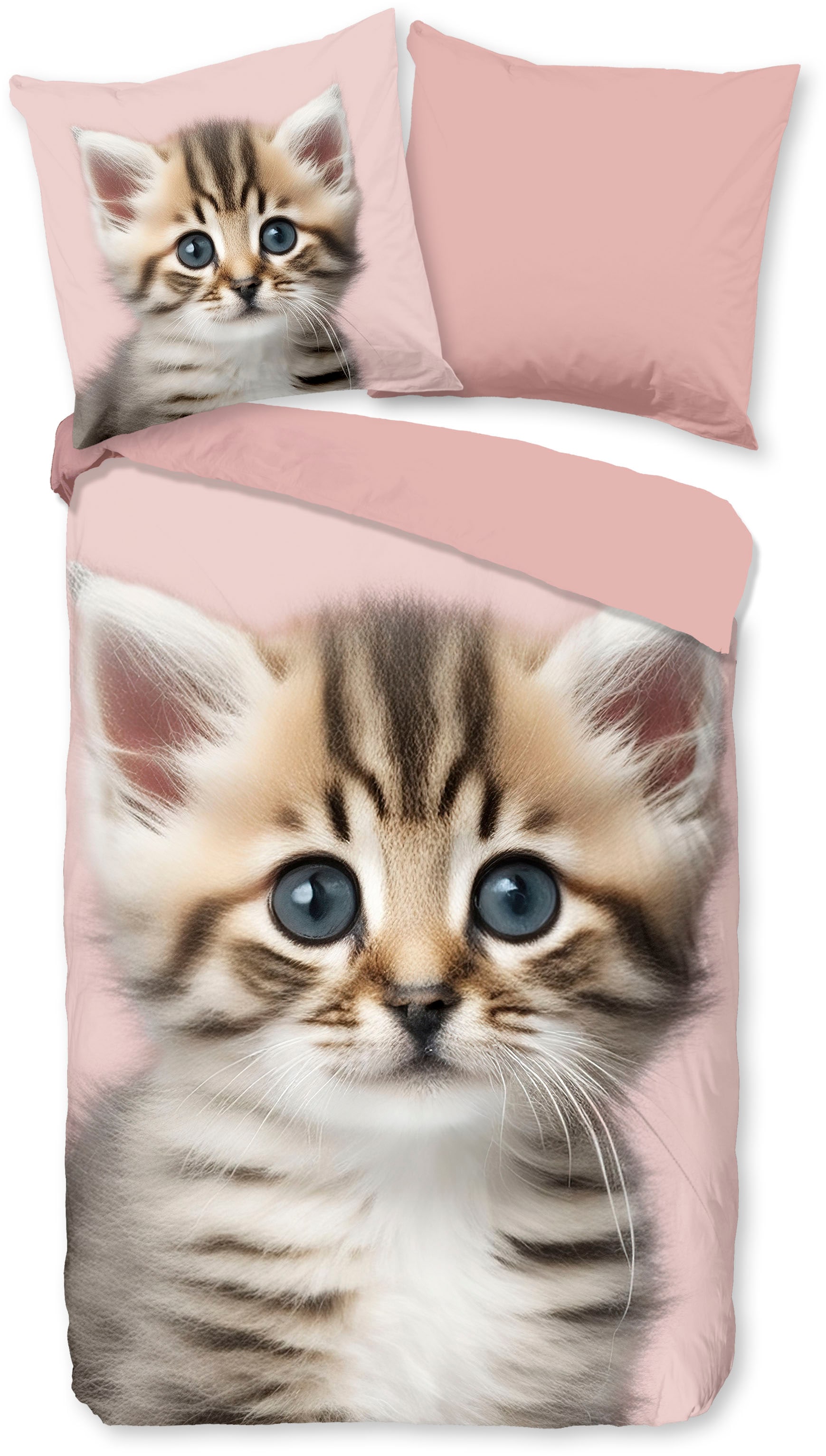 Kinderbettwäsche »Meow«, Flanell, Biber, 135x200, Warm, Wendeoptik, Kind, Mädchen,...