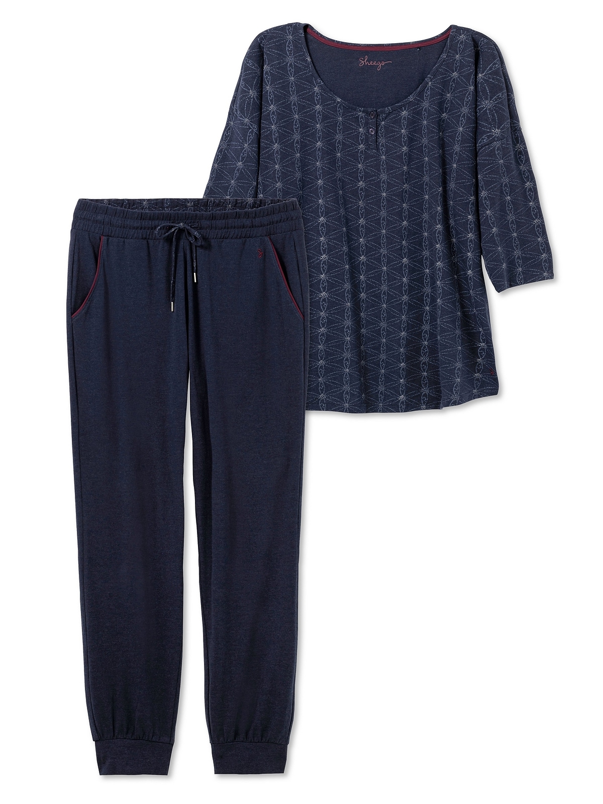 Sheego Pyjama | online »Große (Set), Set Hose aus 3/4-Arm-Shirt kaufen BAUR und Größen«