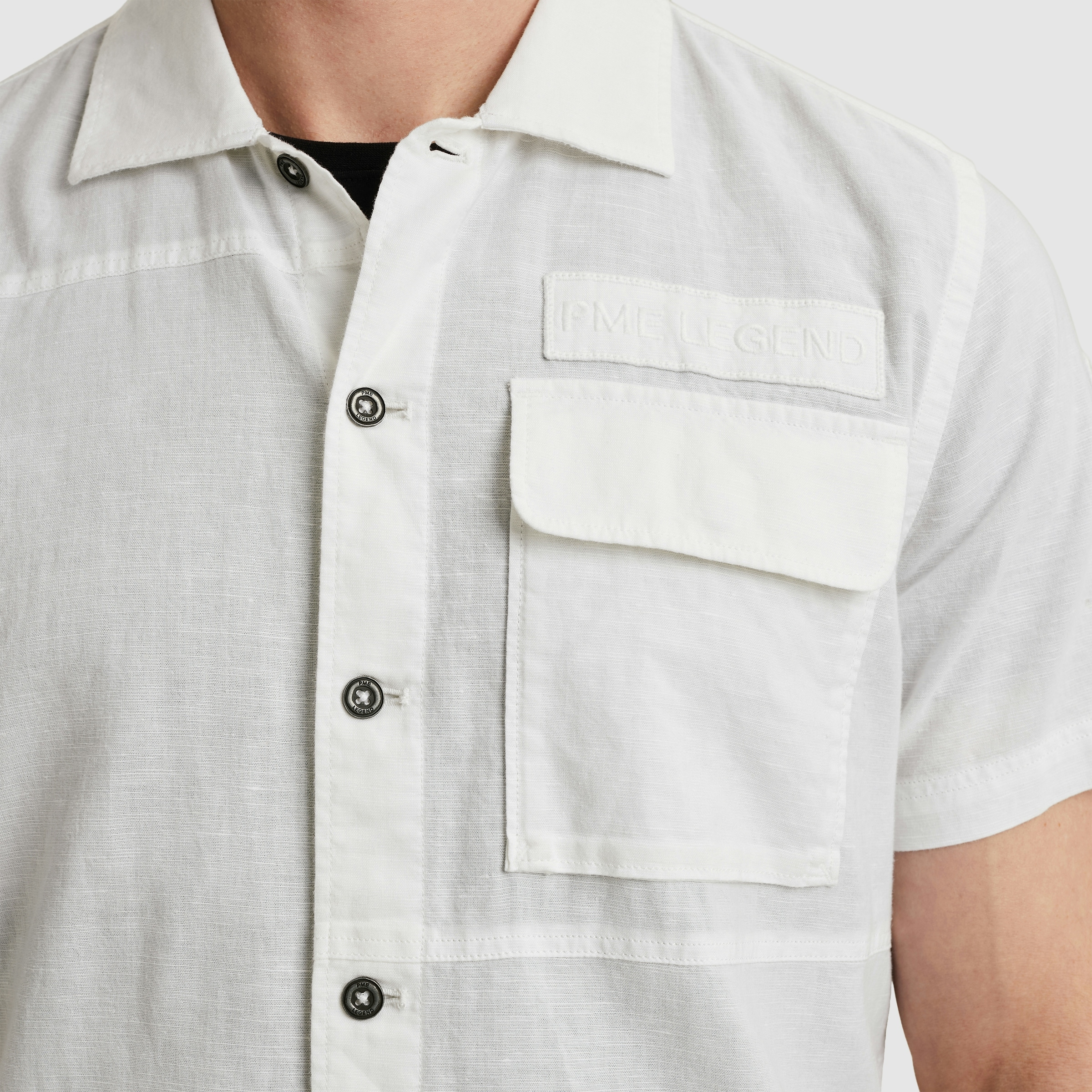 PME LEGEND Kurzarmhemd »Short Sleeve Shirt Ctn linen«, mit Leinenstruktur