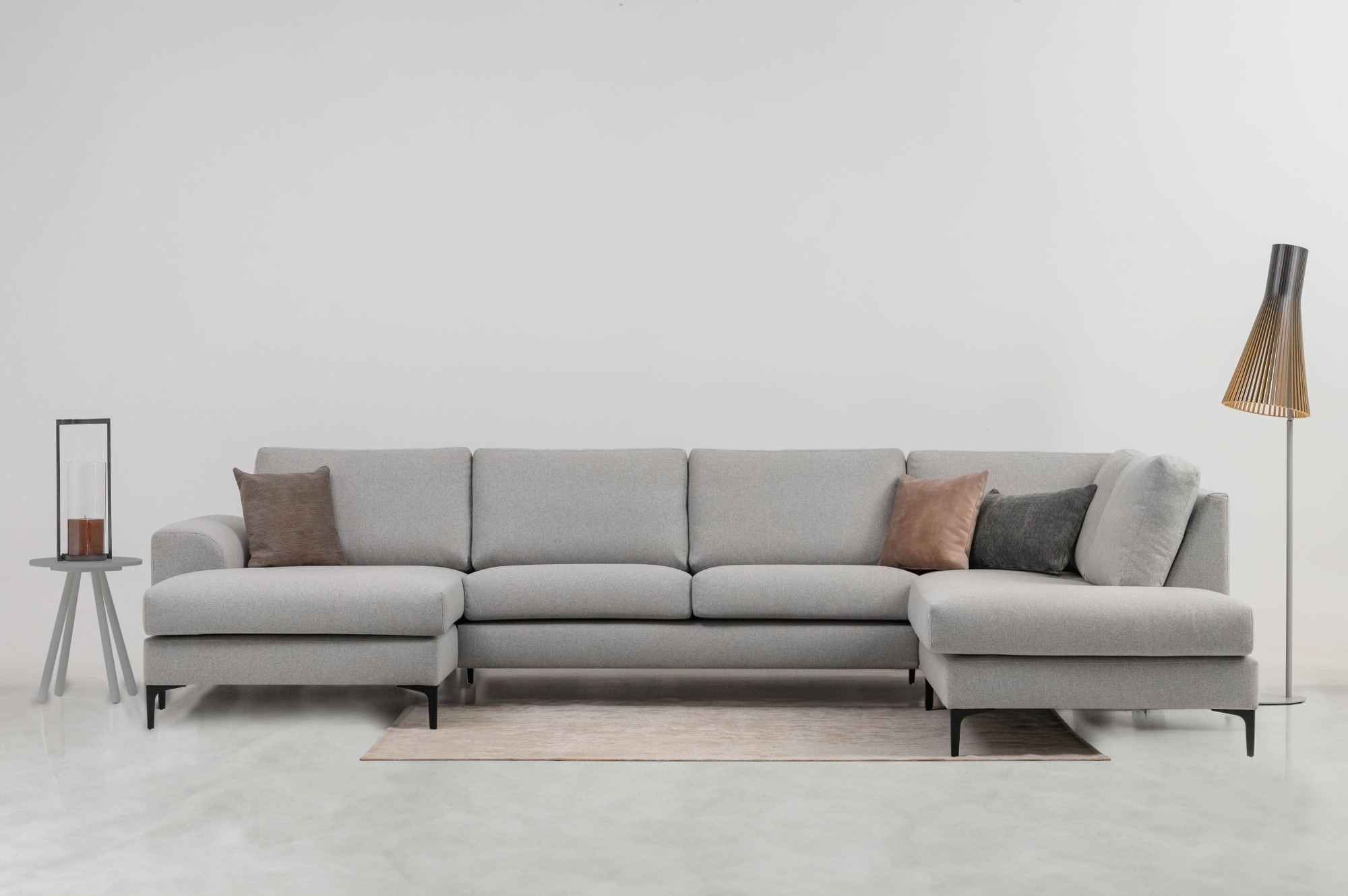 OTTO home Wohnlandschaft "Henry, U-Form, Breite 363 cm" mit Metallbeinen, Wellenunterfederung, wasserabweisender Stoff