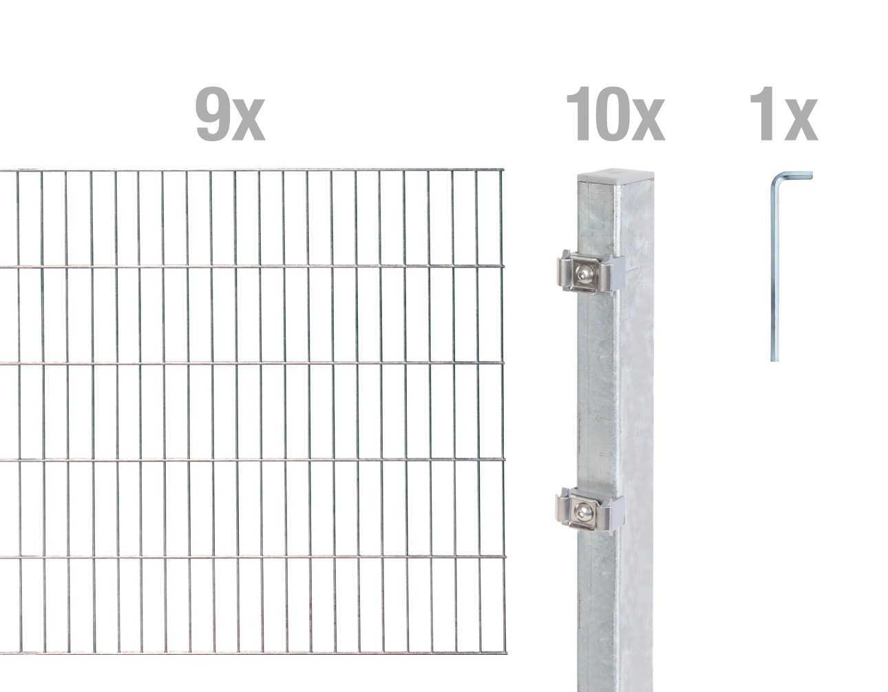 Alberts Doppelstabmattenzaun "Grundset" Höhe: 80-200 cm, Gesamtlänge: 4-30 m, zum Einbetonieren