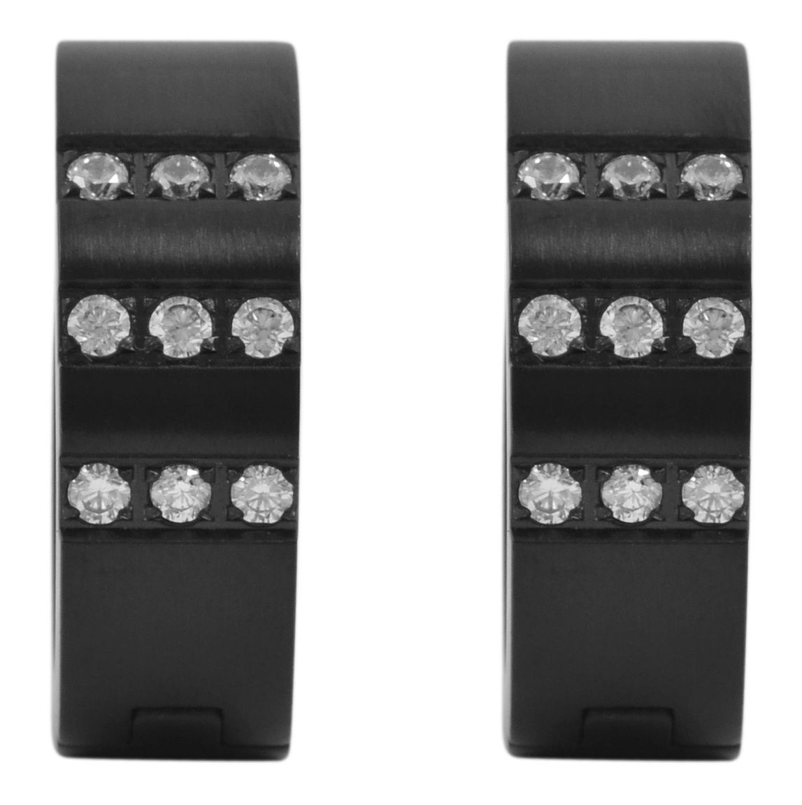 Paar Creolen ADELIA´S "Damen Creolen aus mattem Edelstahl und Strass Ø 16 mm", silber, Ohrringe, Damen, Damen, Edelstahl 2