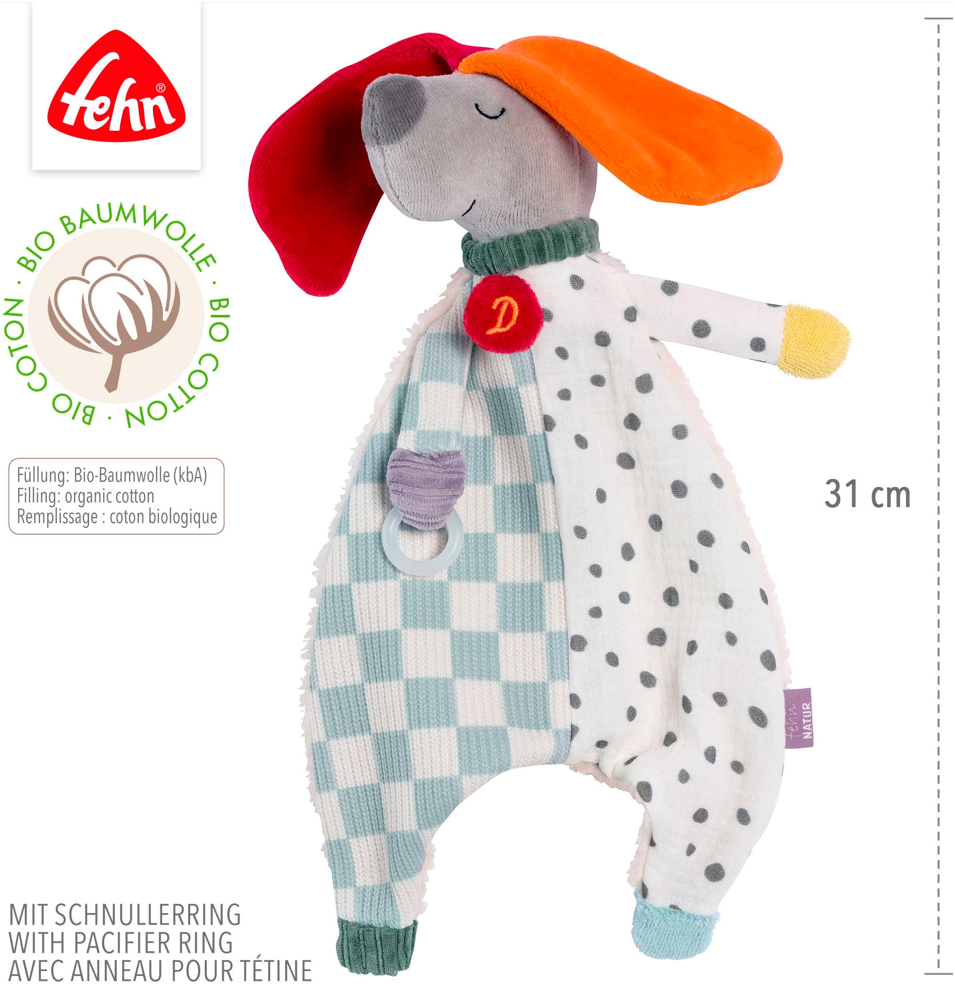 Fehn Kuscheltuch »Schmusetuch Hund NATUR«, Enthält Bio-Baumwolle