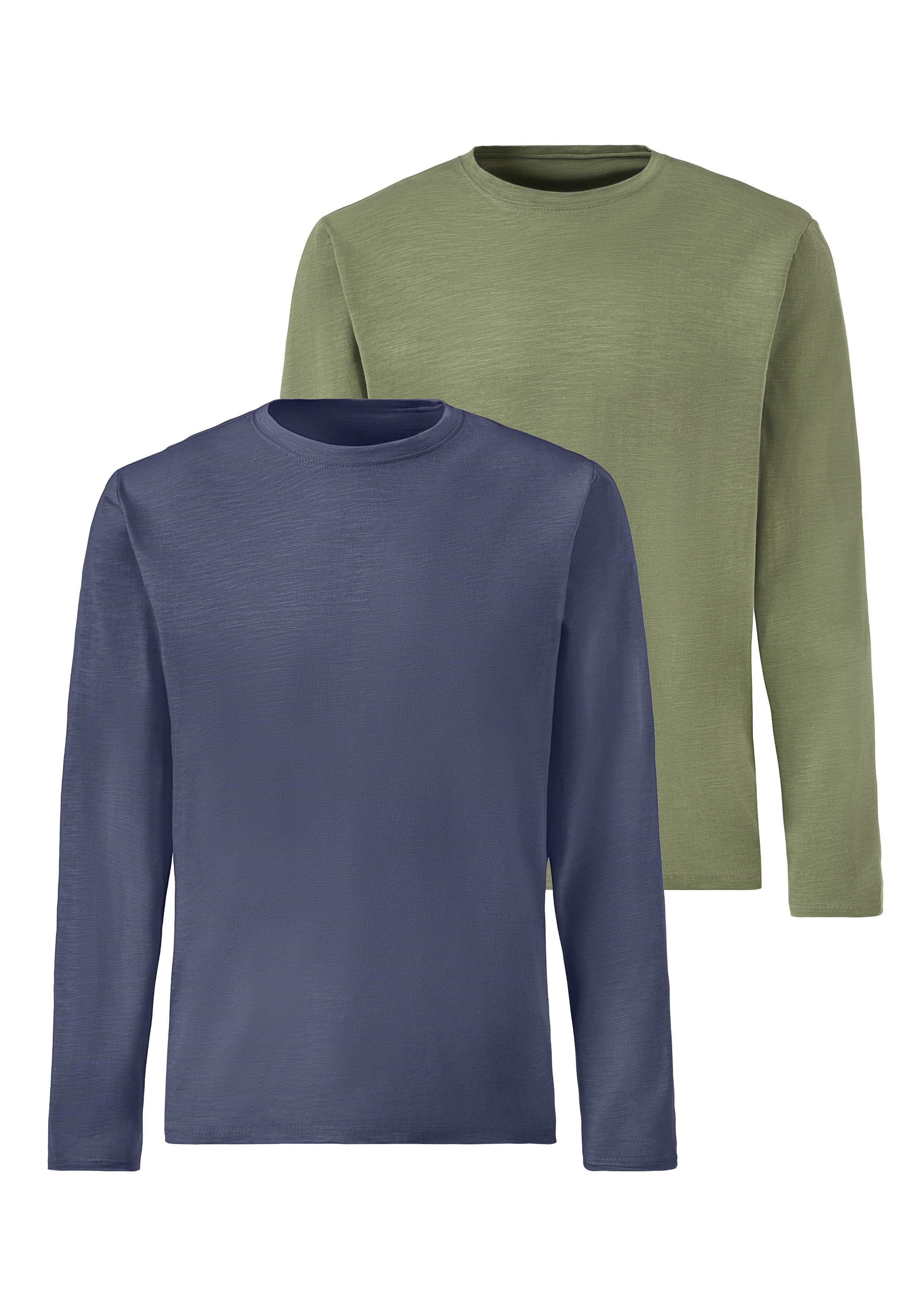 John Devin Langarmshirt "mit Slub-Garn Struktur" 2er-Pack, Longsleeve aus l günstig online kaufen