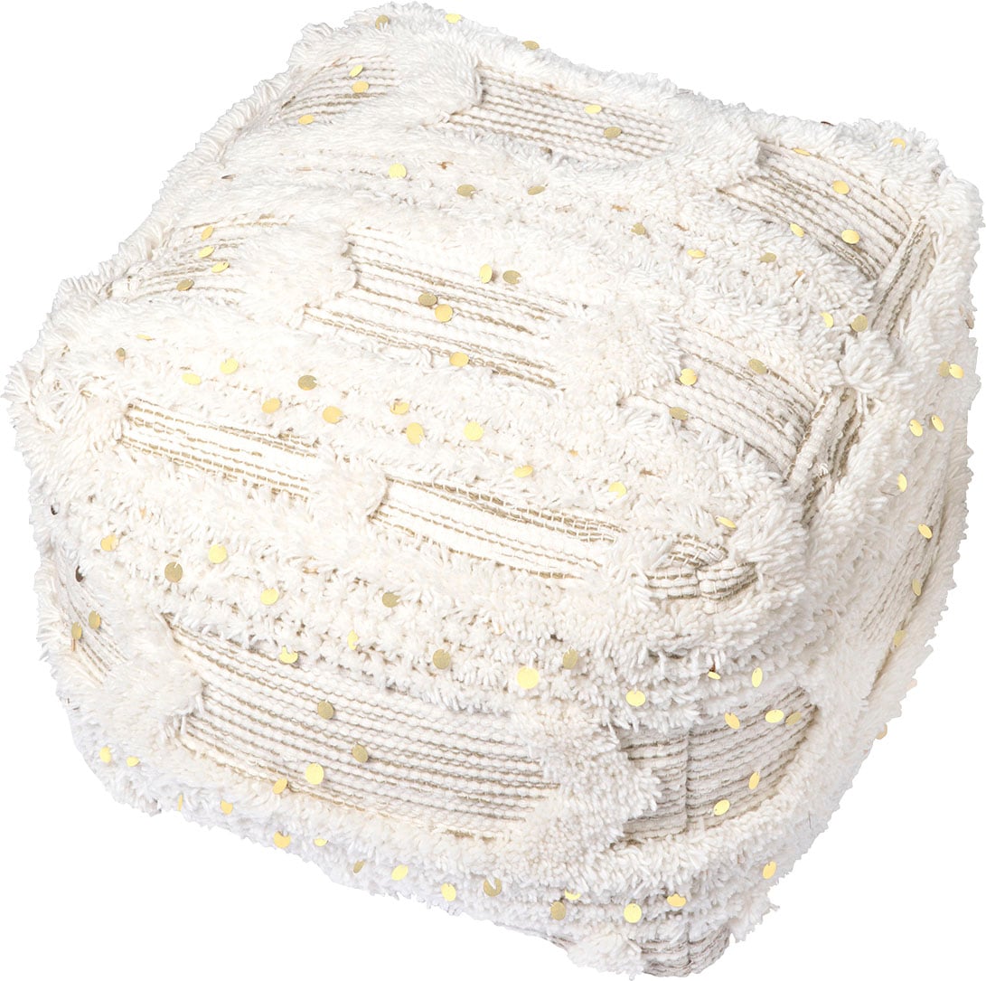 Kayoom Pouf »Bohist 425 50cm x 50cm,  Strukturen mit Fransen und Quasten«, (1 St.), handgefertigt, Unikat, sehr gut kombinierbar, vielfältig im Einsatz