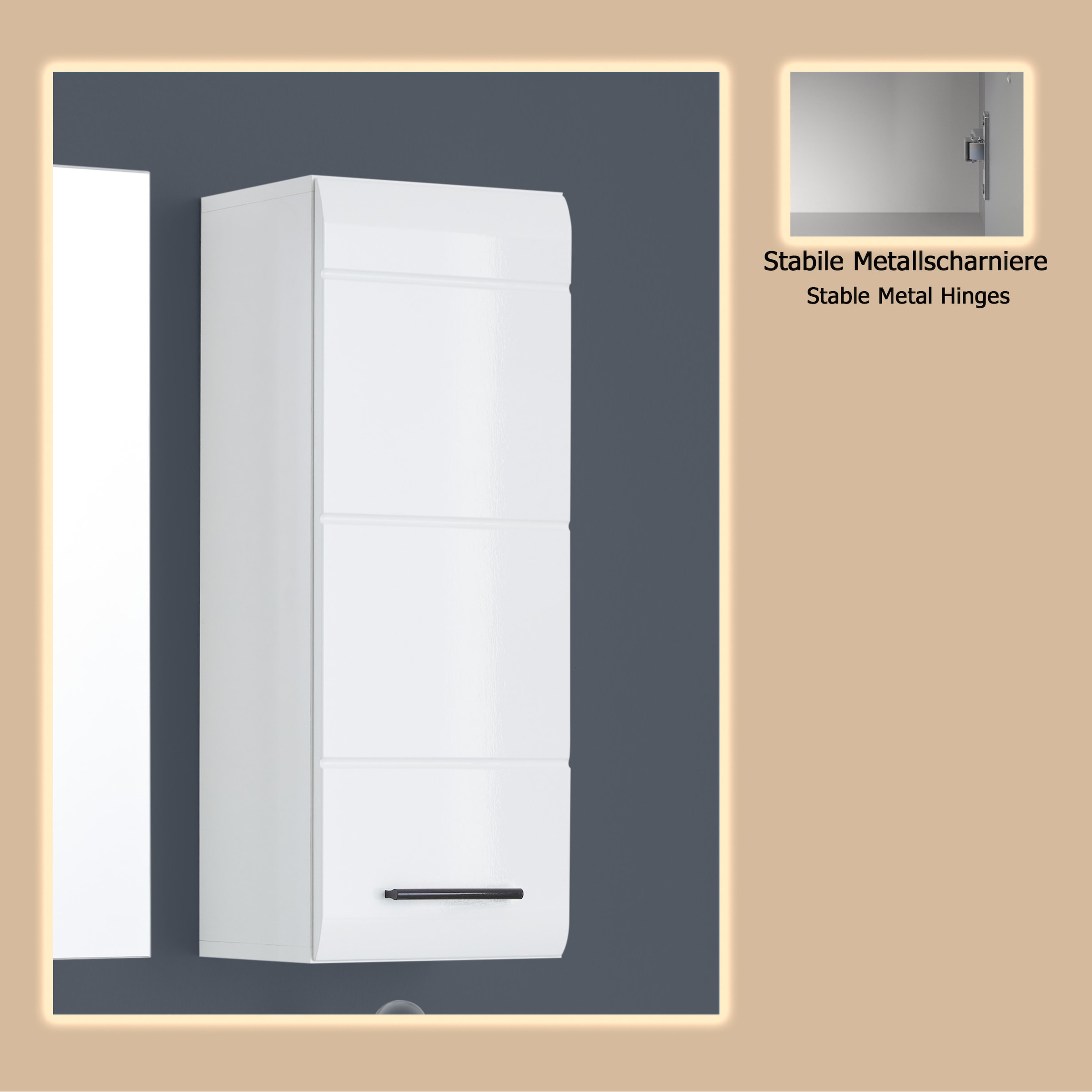 welltime Hängeschrank »Sovana« Badezimmerschrank mit 2 Fächern in Weiß - (B/T/H) 30/24/77 cm