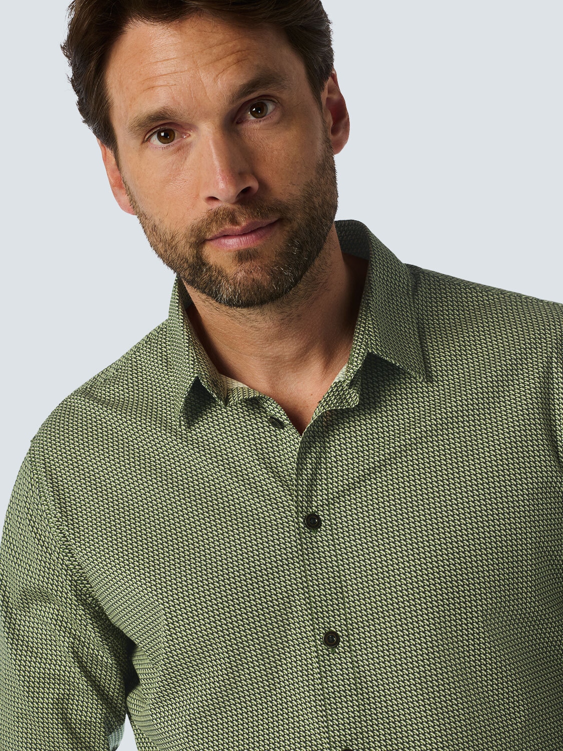 NO EXCESS Langarmhemd »No Excess Stretch All-Over Print Shirt«