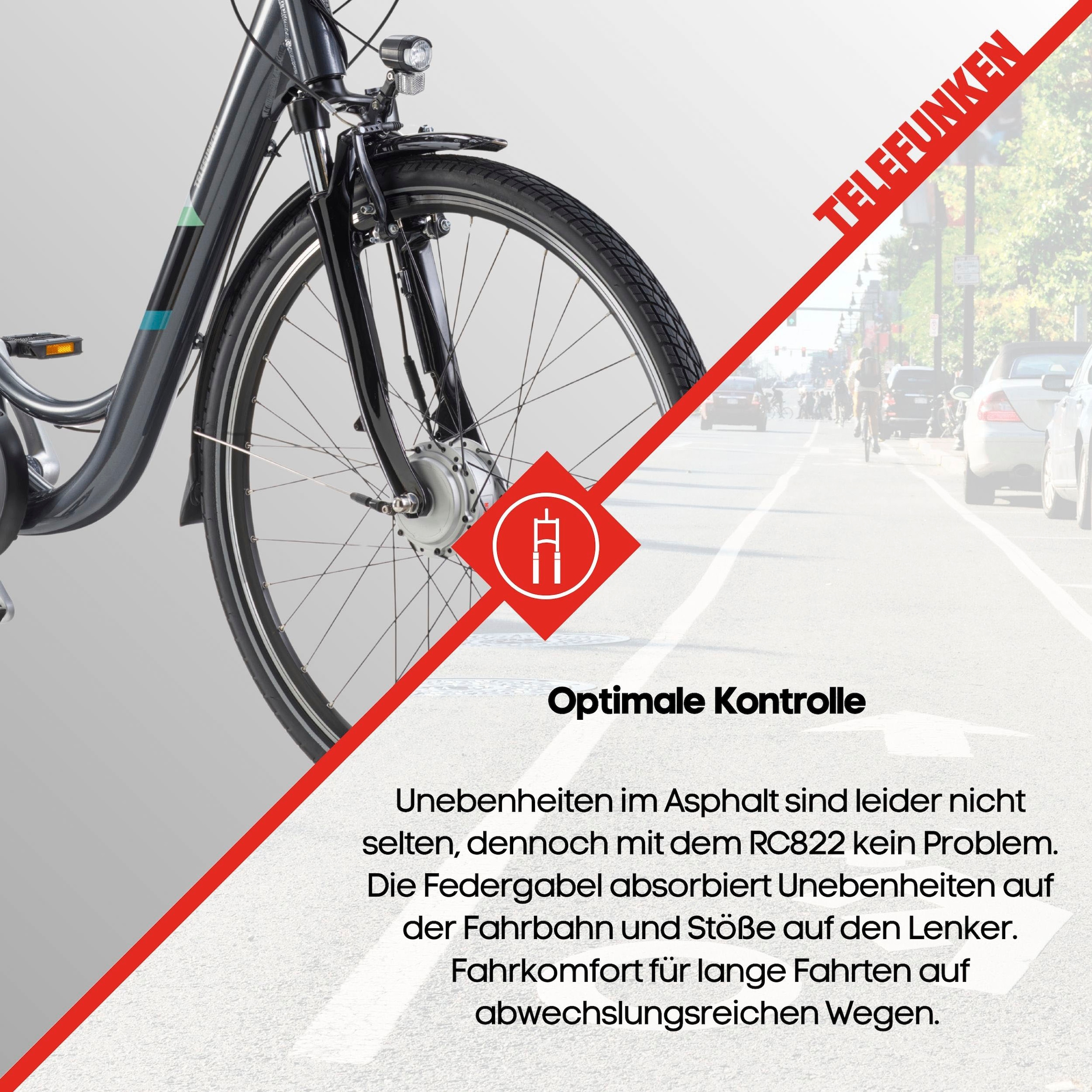 Telefunken E-Bike »Multitalent RC822«, 7 Gang, Shimano, Tourney, Frontmotor 250 W, (ca. 100 km Reichweite-2 V-Bremsen-Beleuchtung-Straßenzulassung), Elektrofahrrad, Damen Herren, 28 Zoll, 36,9 V, 531,3 Wh Akku, Pedelec