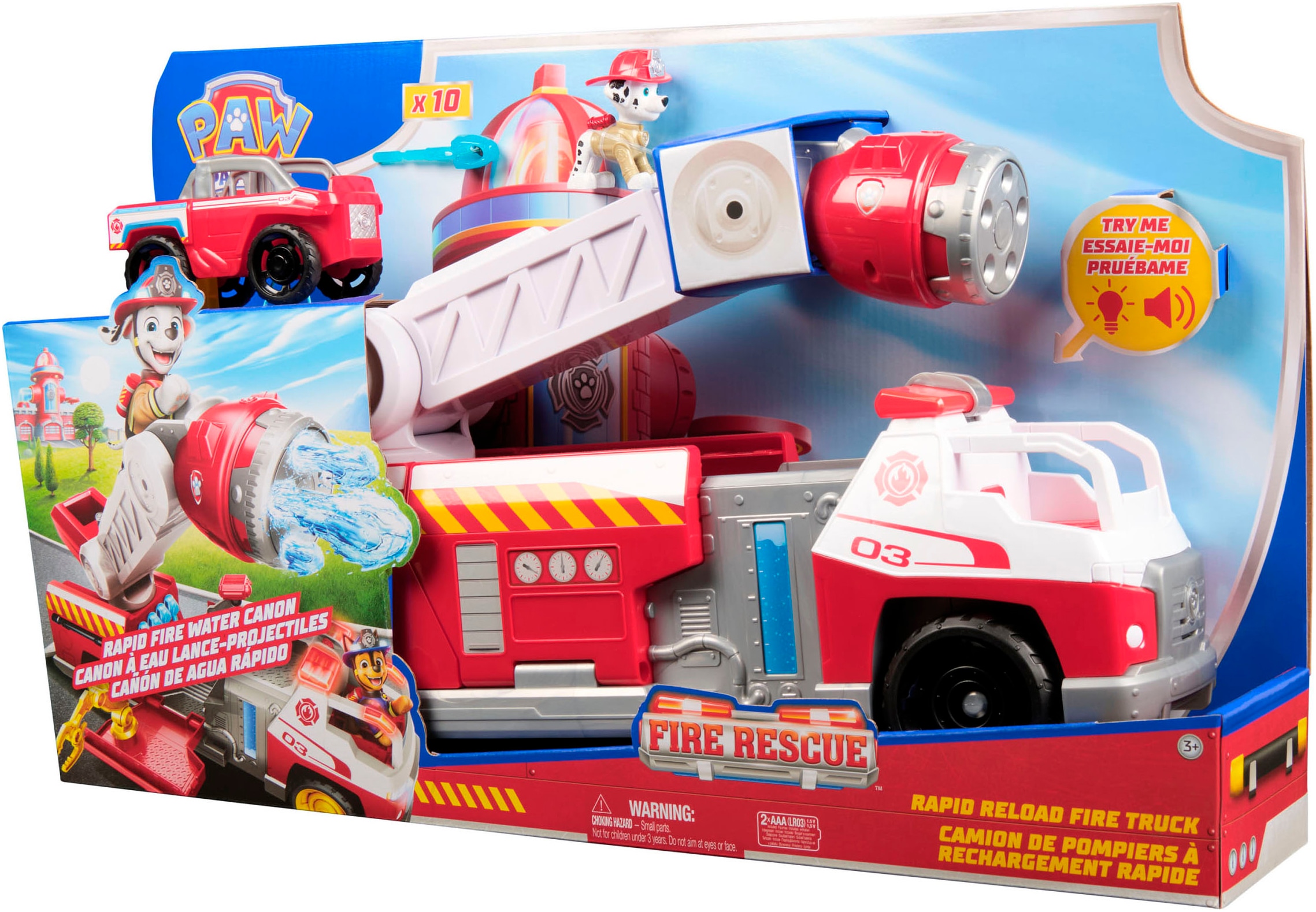 Spin Master Spielzeug-Feuerwehr »PAW Patrol Fire Rescue - Marshalls Deluxe Feuerwehr-Truck«, mit Licht und Sound