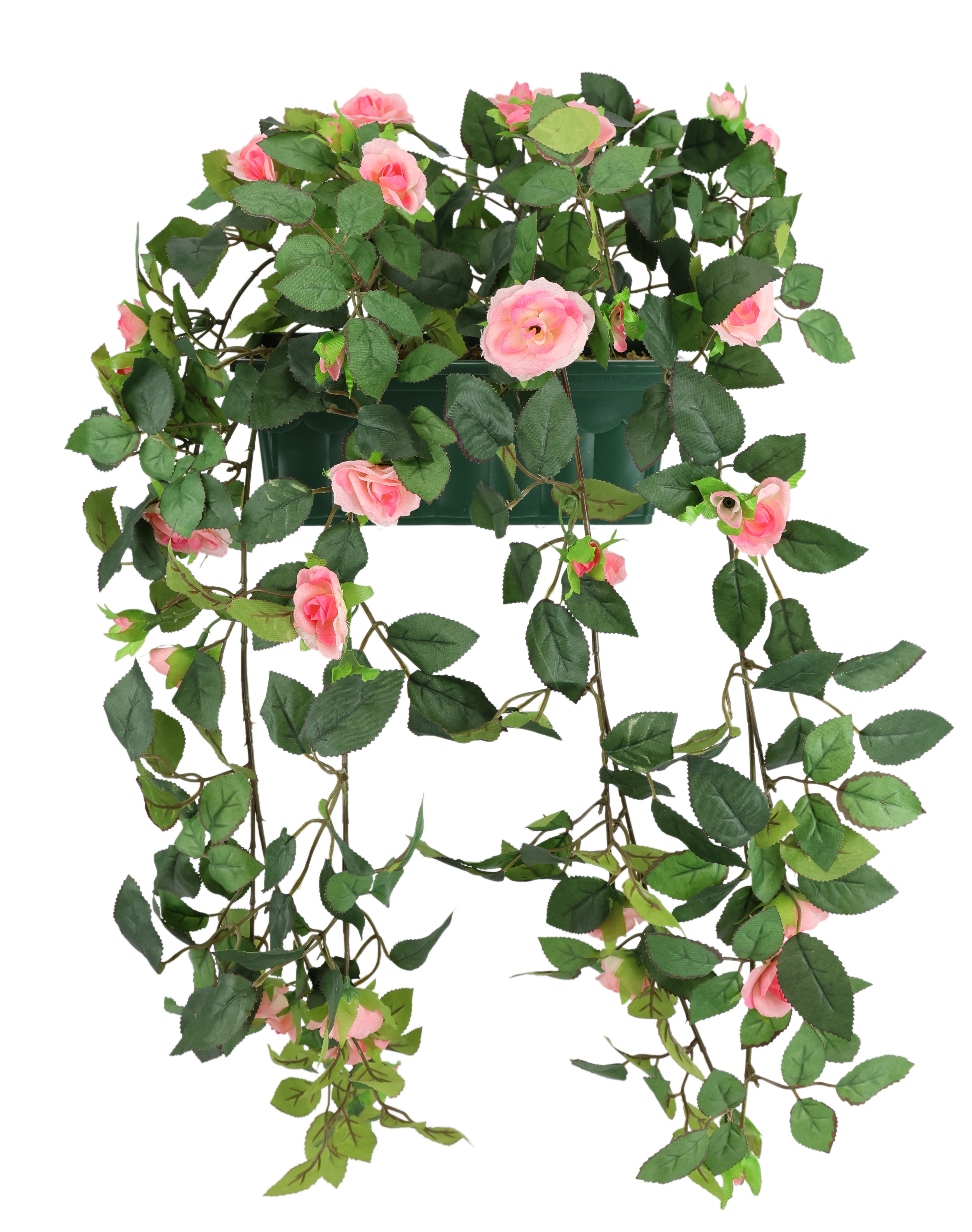 I.GE.A. Kunstblume "Künstlicher Wildrosen-Busch im Kasten 57cm Deko Rosen Kunstrosen" Rosenbusch Wildrosen Kunstpflanze Blumen Hochzeitsdeko Blumendeko Deko