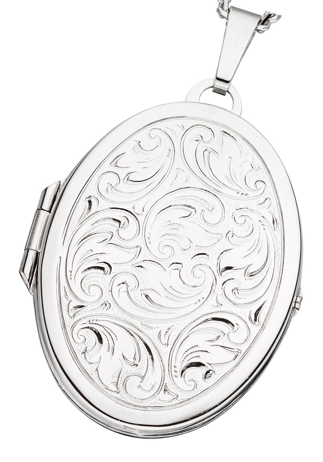 JOBO Medallionanhänger »Anhänger Medaillon oval 34 mm« ()  375 Weißgold für 2 Fotos