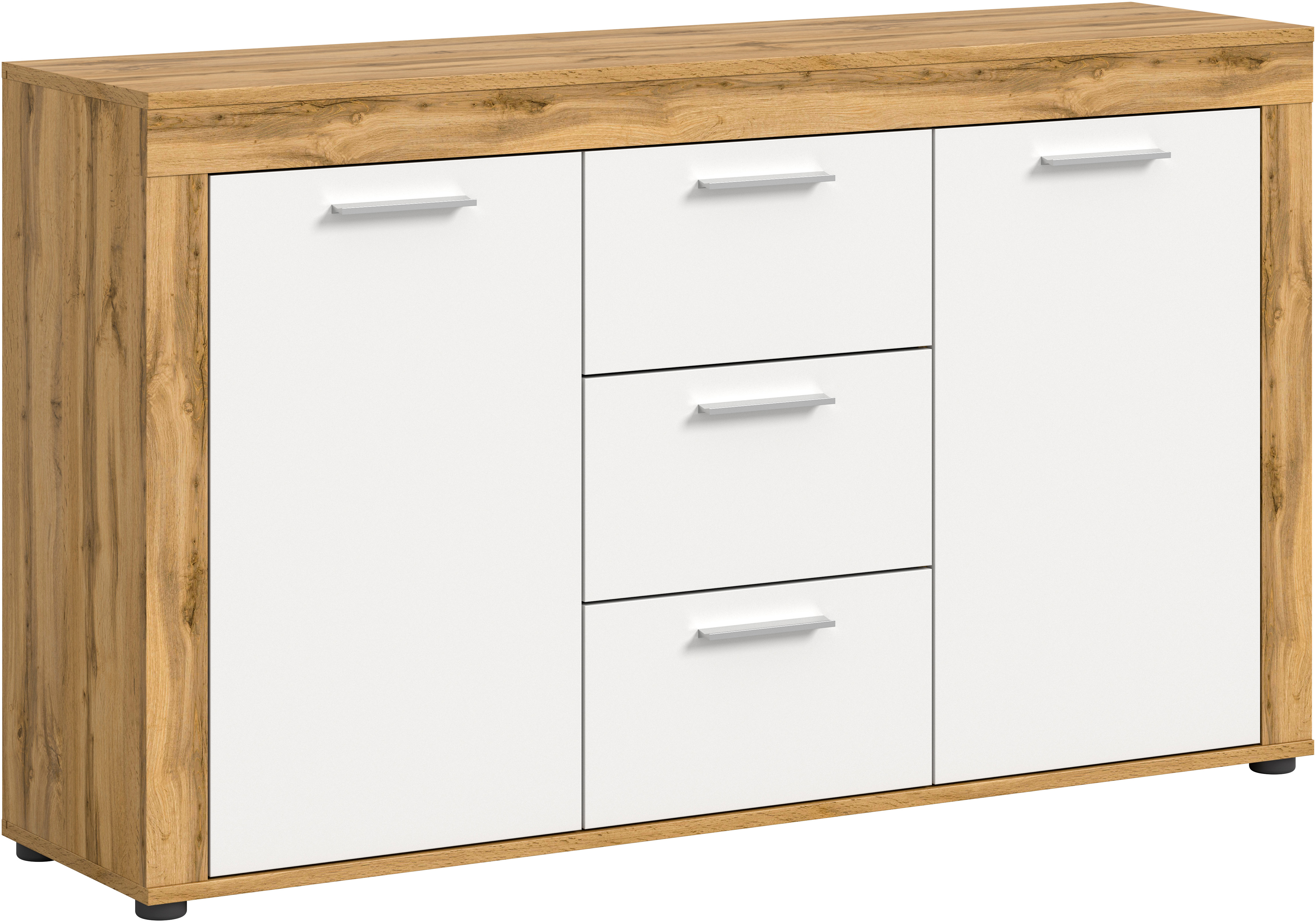 OTTO home Sideboard "AOSTA, Breite 125 cm, 2 Türen, 3 Schubkästen, 4 Fachböden" in verschiedenen Farbausführungen, individuell kombinierbar, Kommode, Schrank, Anrichte, Standschrank, Board, Wohnzimmer