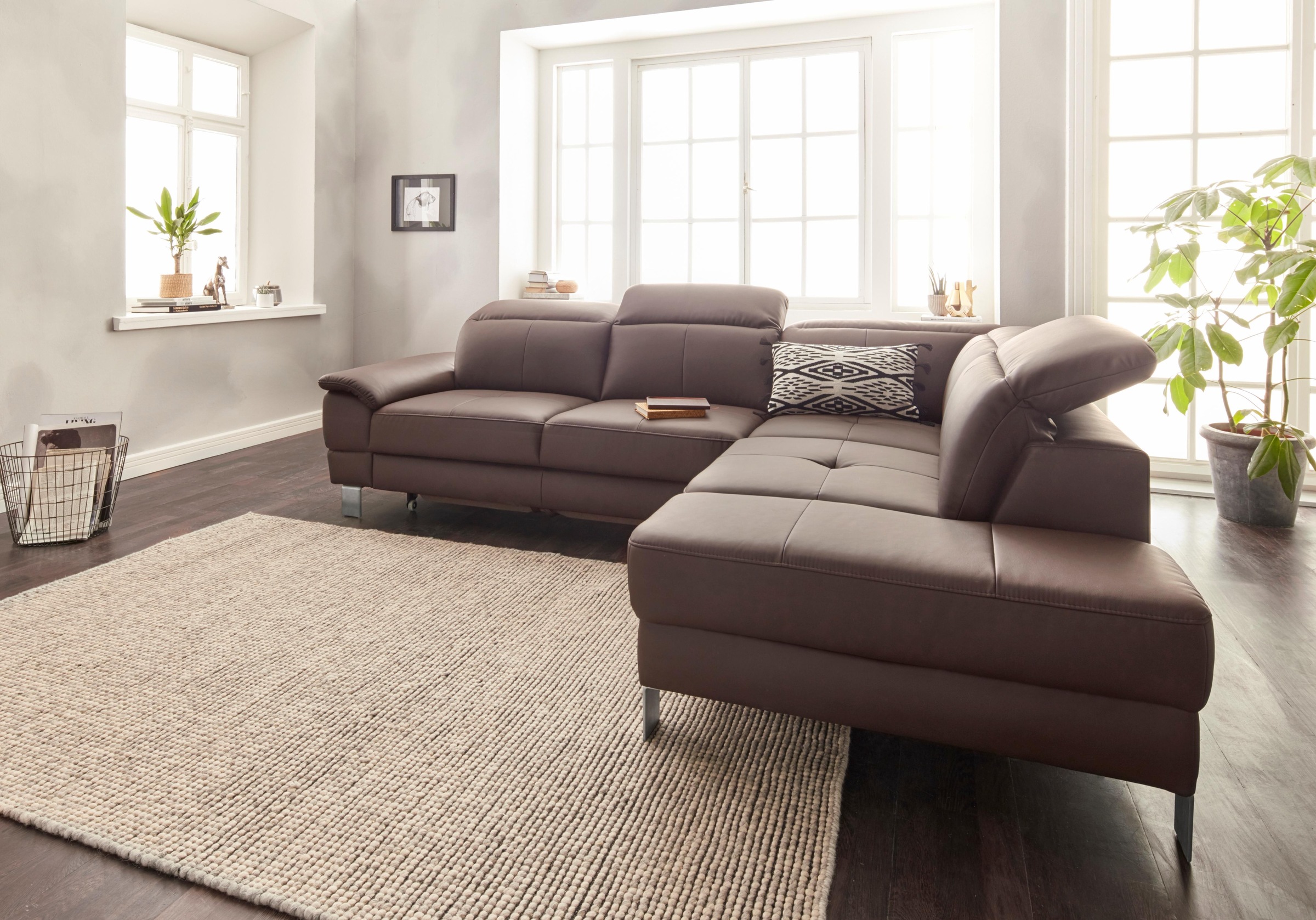 exxpo - sofa fashion Ecksofa »Mantua, L-Form«, mit Kopf- bzw. Rückenverstellung, Bettfunktion u. Bettkasten