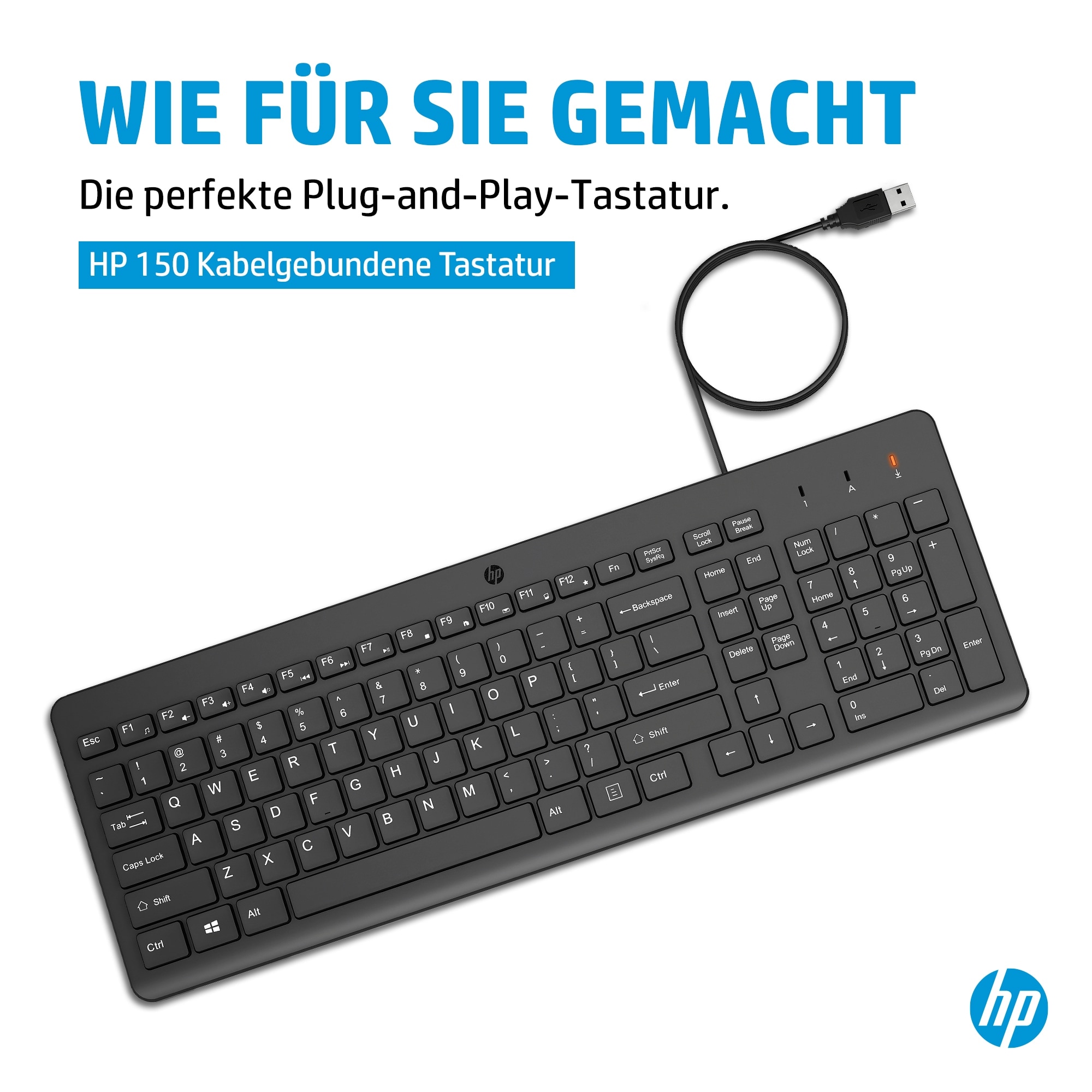 HP PC-Tastatur »150« (Fn-Tasten | Multimedia-Tasten | Ziffernblock)