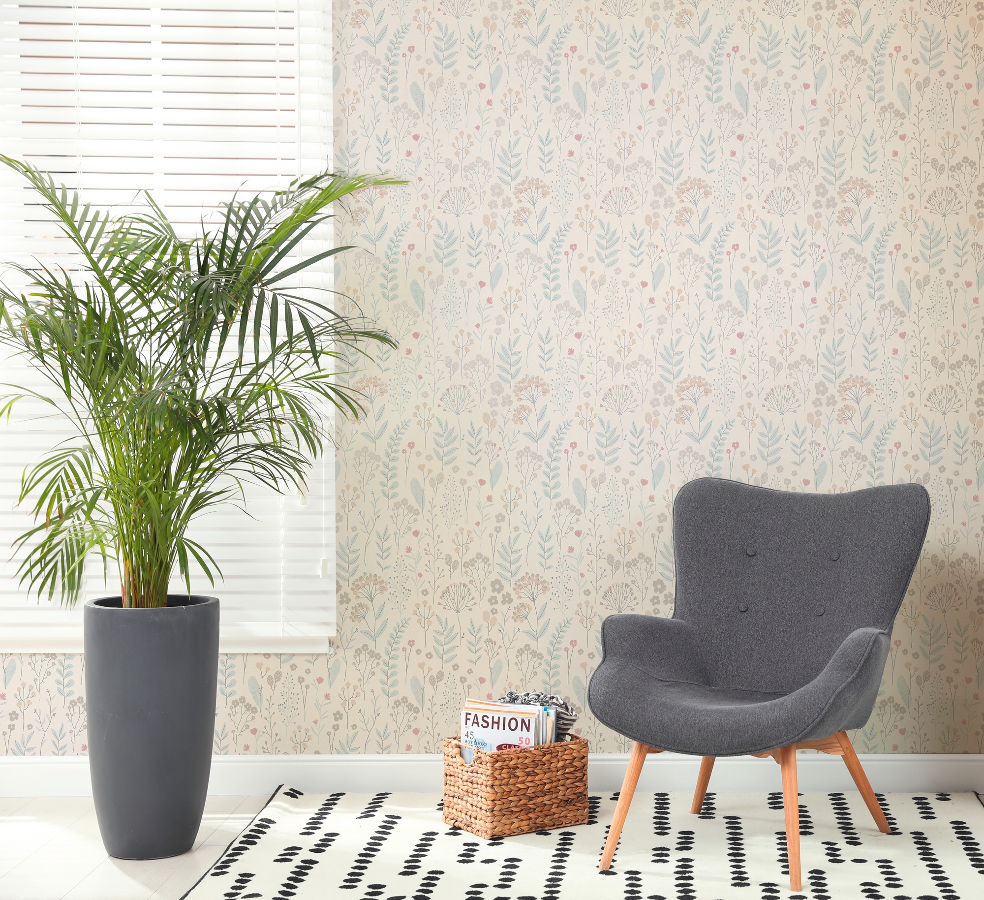 A.S. Création Vliestapete "Attractive 3 – Nordic Floral" floral aufgeschäumt Metallic, glänzend