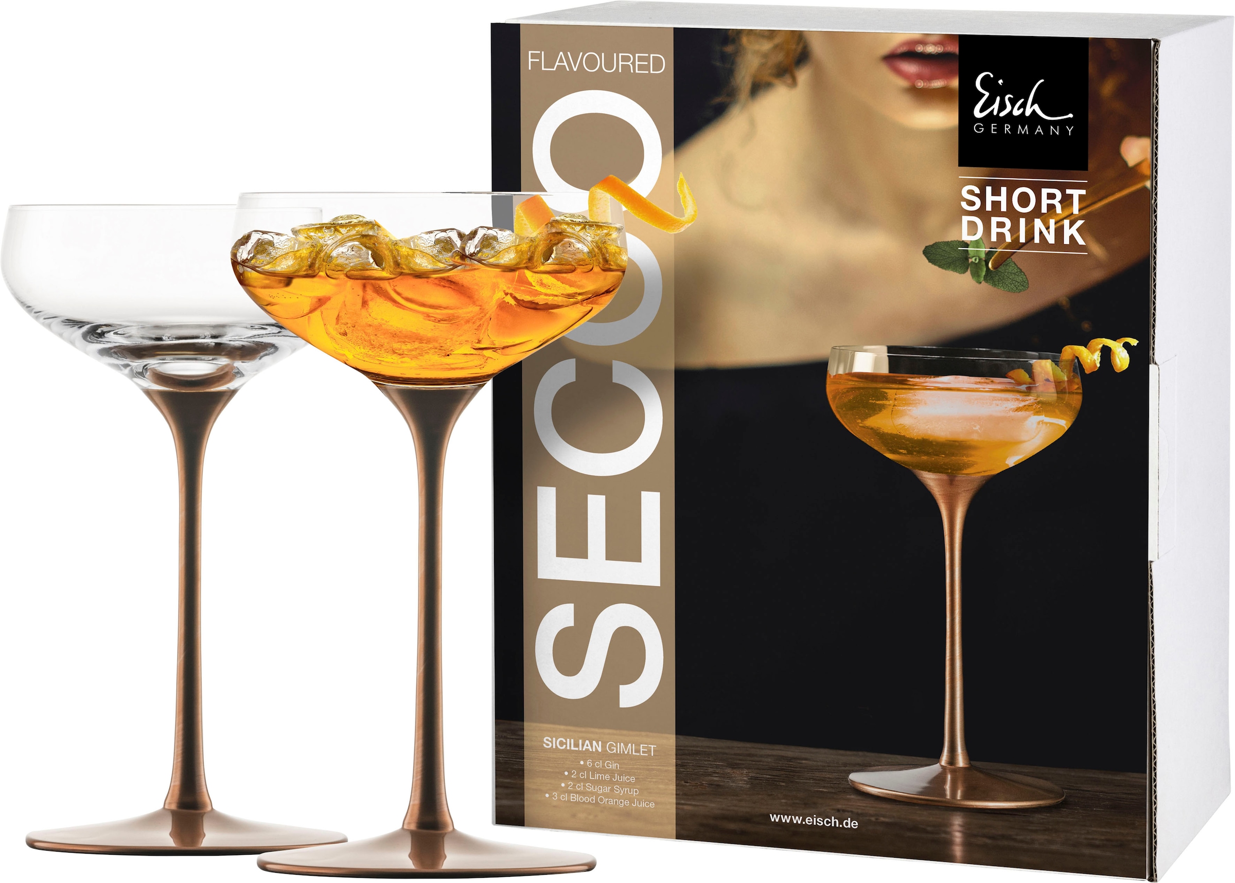 Eisch Cocktailglas »SECCO FLAVOURED«, (Set, 2 tlg., 2 Gläser im Geschenkkarton), Short Drinks, 2-teilig, Made in Germany