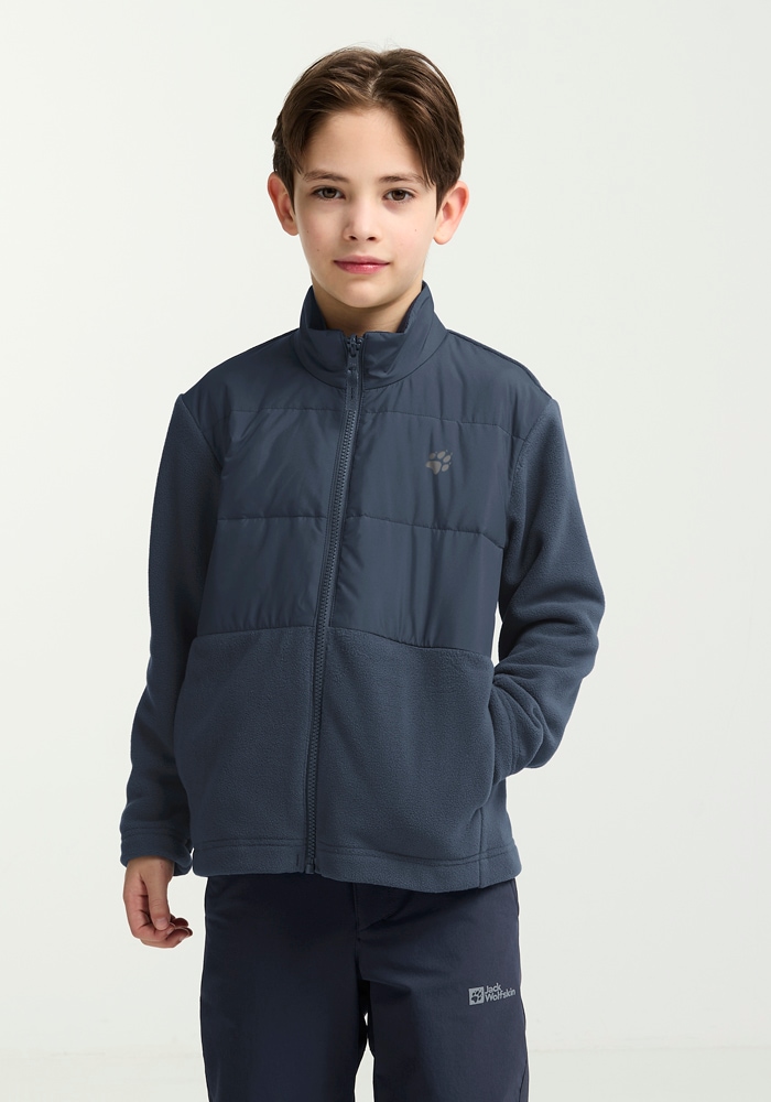 Jack Wolfskin 3-in-1-Funktionsjacke »HYBRID 3IN1 JACKET K« mit Kapuze für Kinder, atmungsaktive Fleece-Innenjacke, wasserdichte Außenjacke