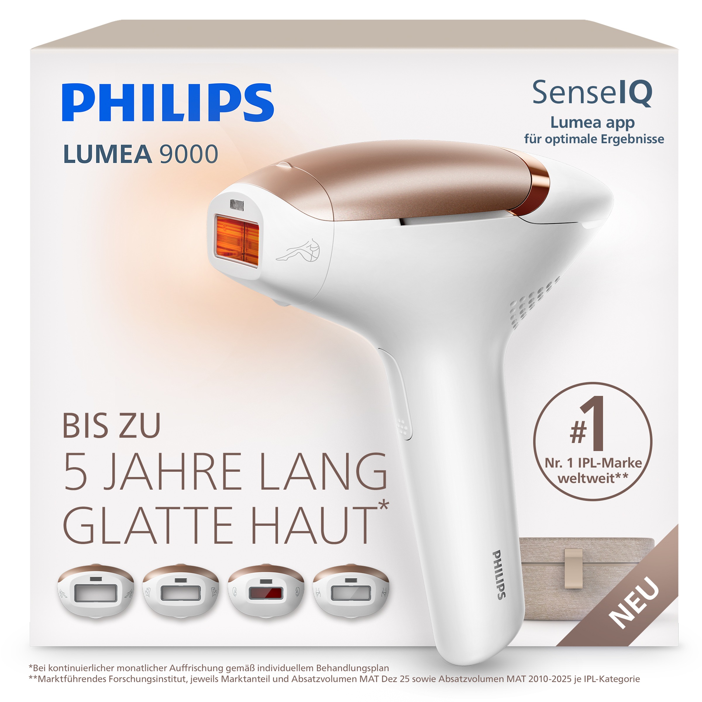 Philips IPL-Haarentferner "Philips Lumea Series 9000 BRI984/00" 4 Aufsätze (Achseln, Bikinizone, Körper, Gesicht)