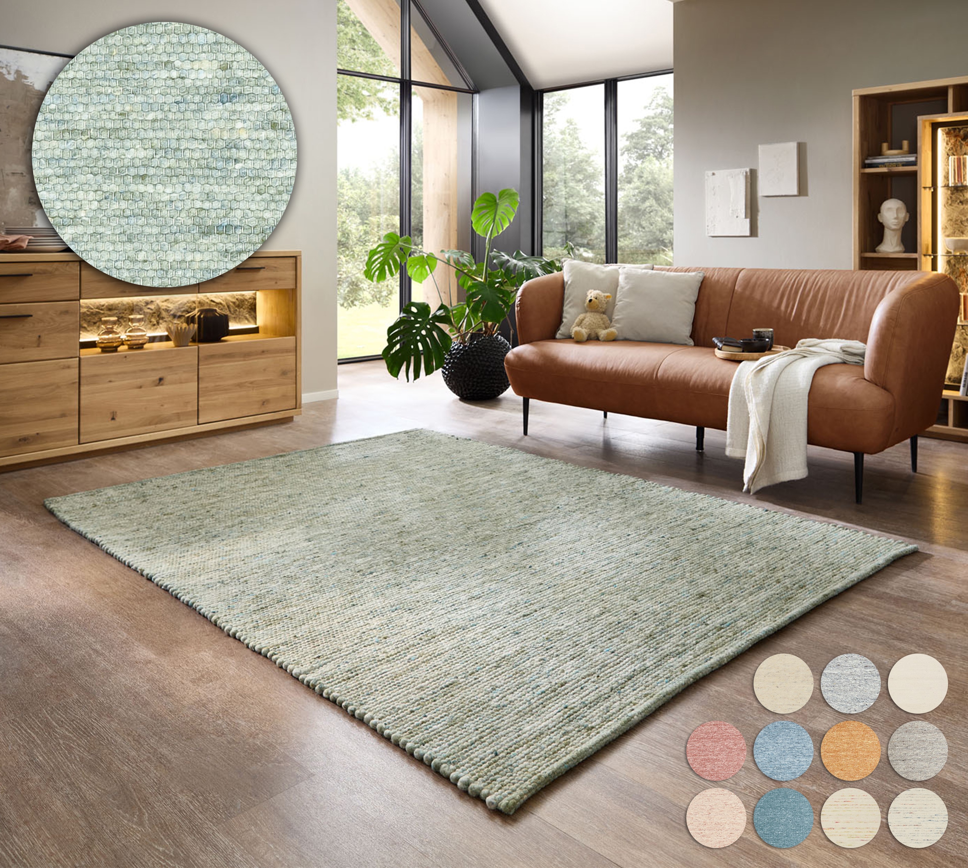OTTO home Wollteppich "Pirker, handgewebt" rechteckig 12 mm Höhe Handwebteppich, meliert, reine Wolle, Wendeteppich, Scandi, Wohnzimmer