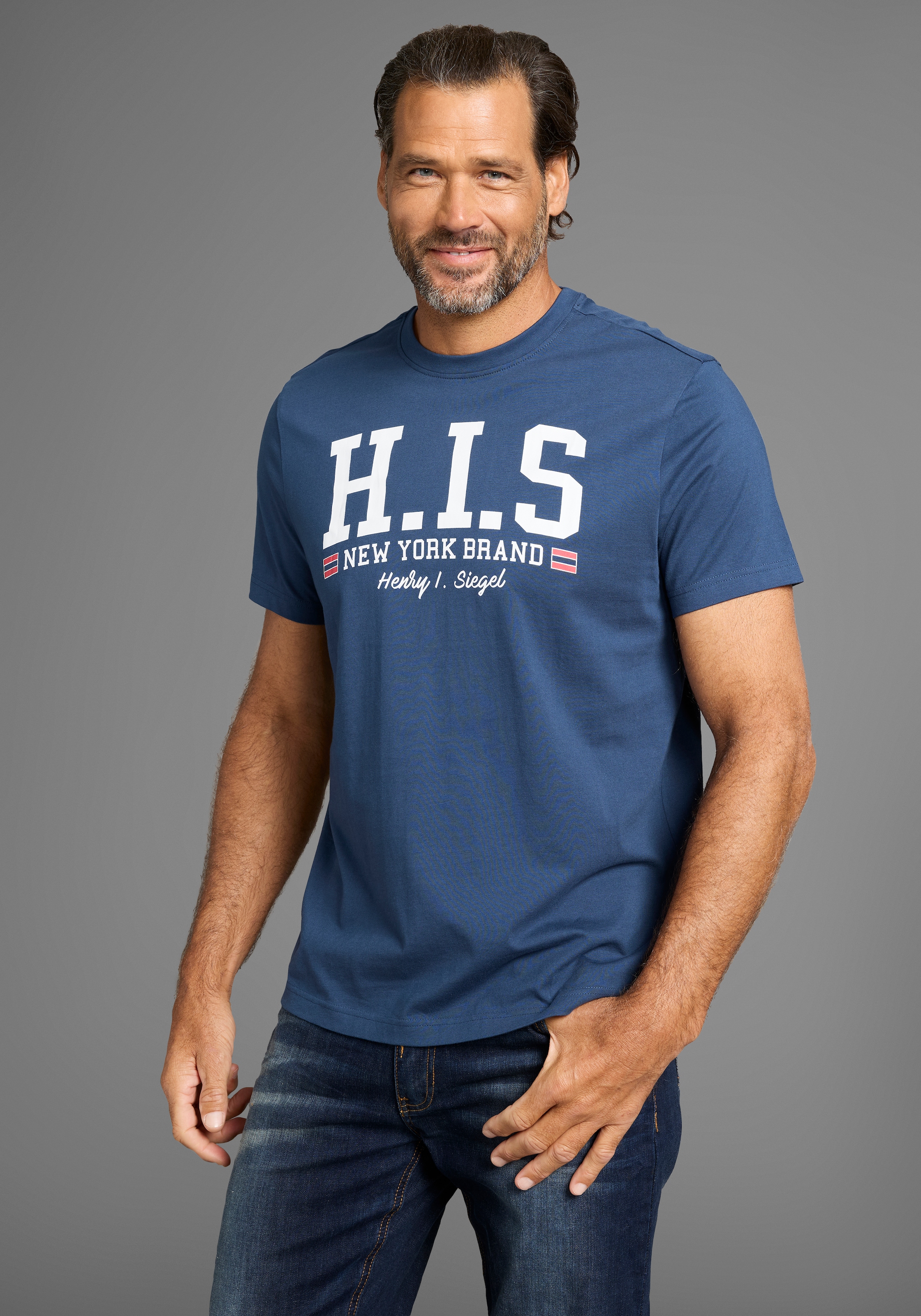 H.I.S T-Shirt, mit trendigem Markenlogo im Collage-Look