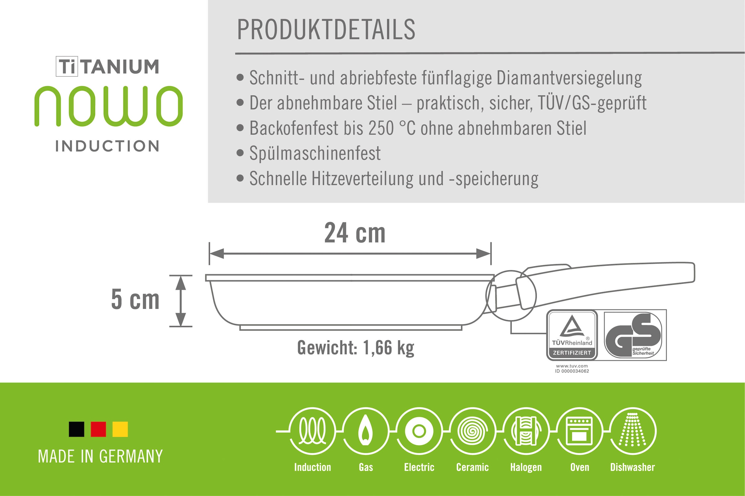 WOLL MADE IN GERMANY Bratpfanne »Nowo Titanium«, Aluminiumguss, (1 tlg.), Induktion, Made in Germany