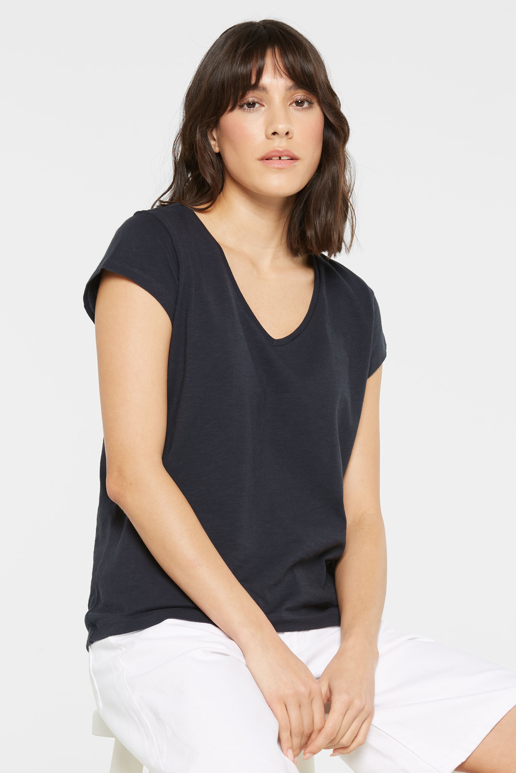 SENSES.THE LABEL V-Shirt, aus Baumwolle