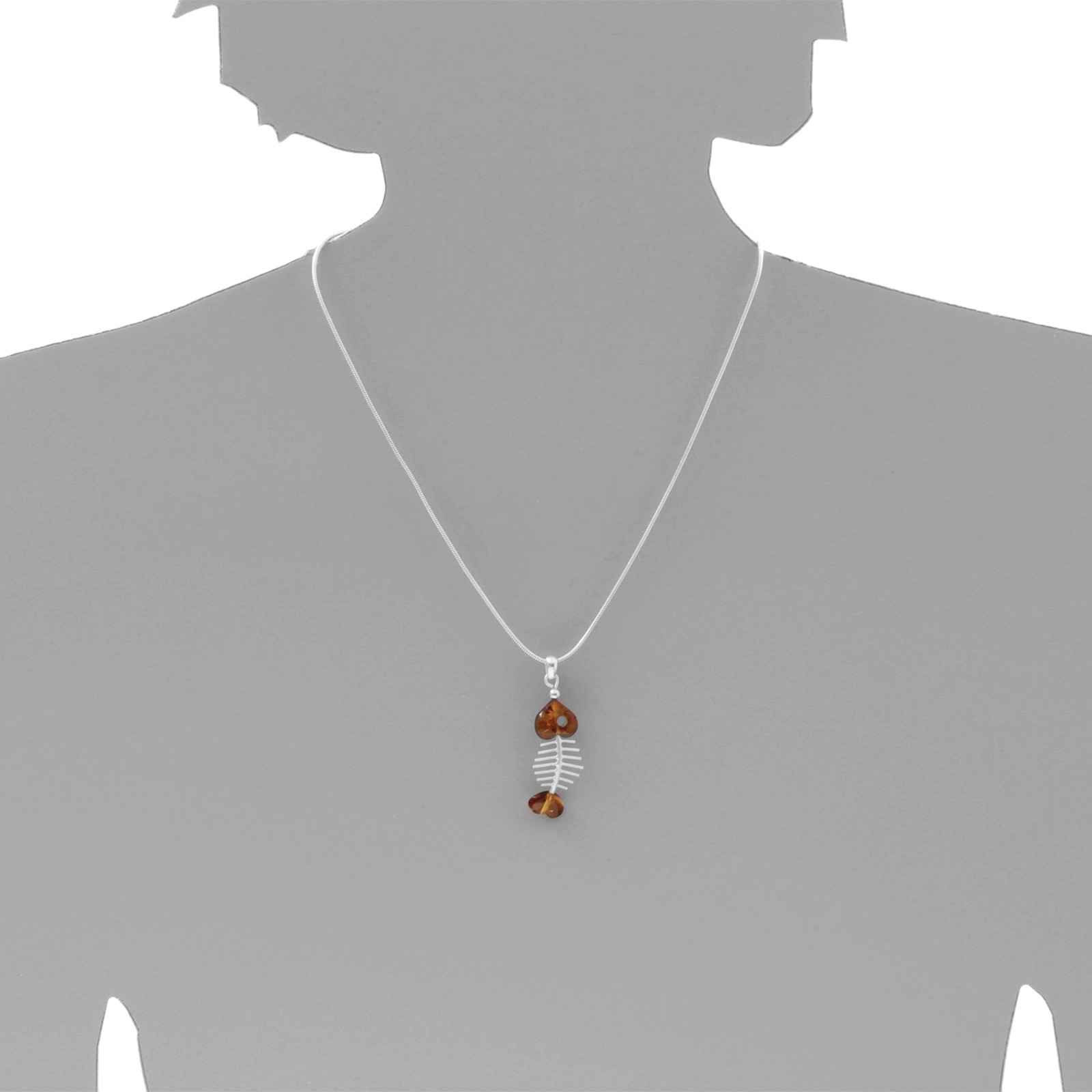OSTSEE-SCHMUCK Kette mit Anhänger »- Fisch 45 mm - Silber 925/000 - Bernstein«
