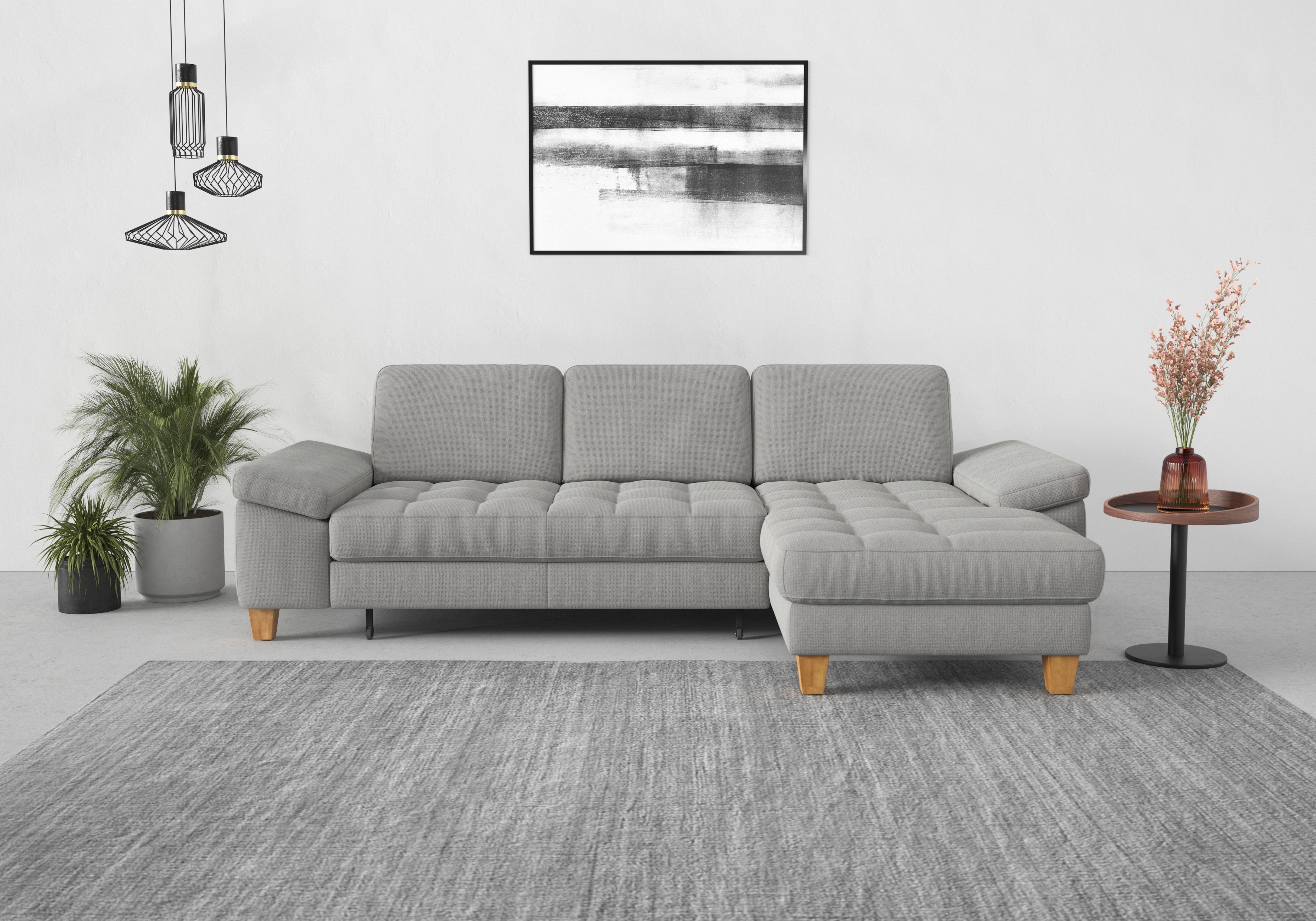 sit&more Ecksofa "Westham L-Form" mit Recamiere, mit oder ohne Schlaffunktion, Bettkasten, Füße Eiche