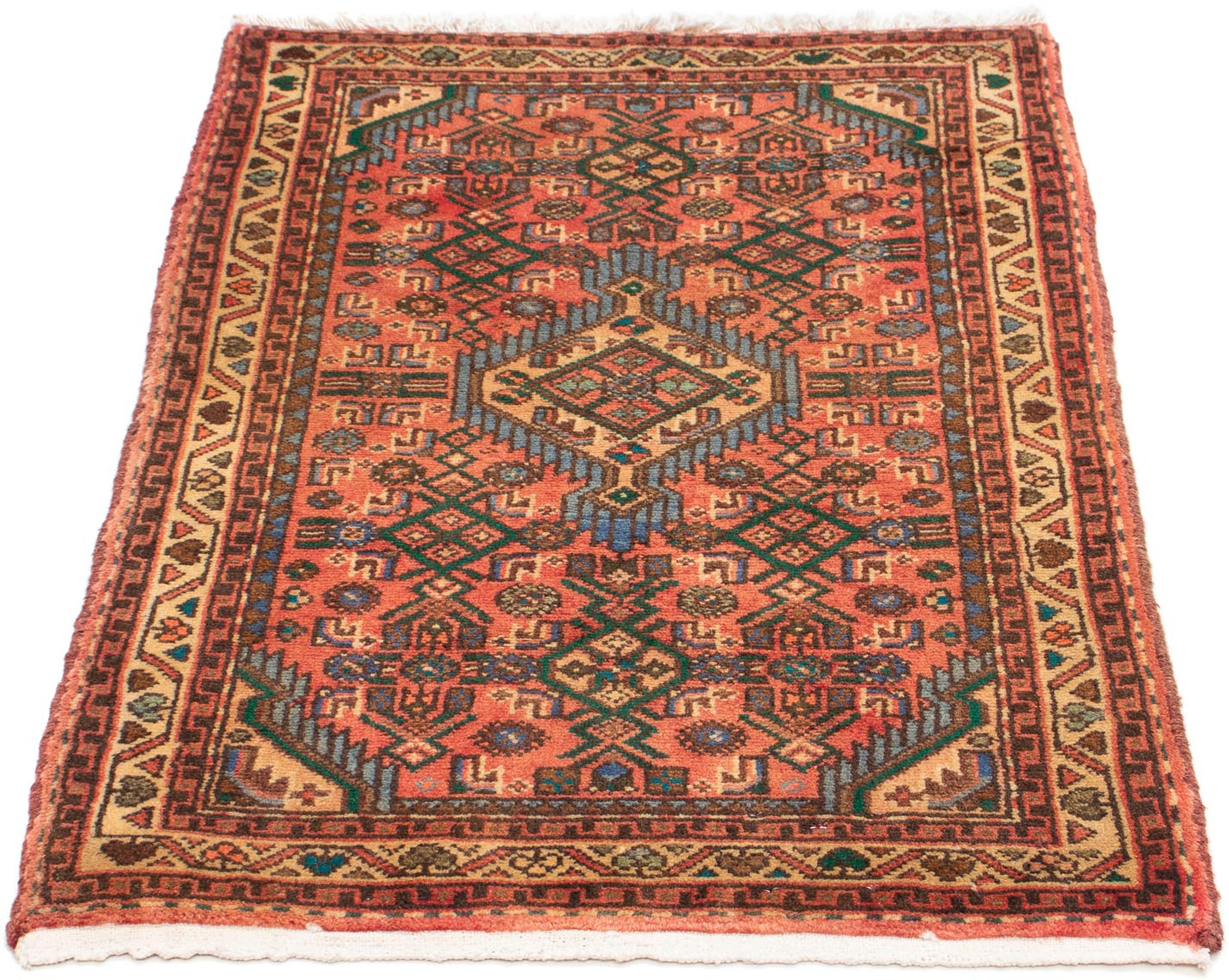 morgenland Orientteppich »Perser - Nomadic - 96 x 68 cm - hellrot«, rechteckig, 10 mm Höhe, Wohnzimmer, Handgeknüpft, Einzelstück mit Zertifikat