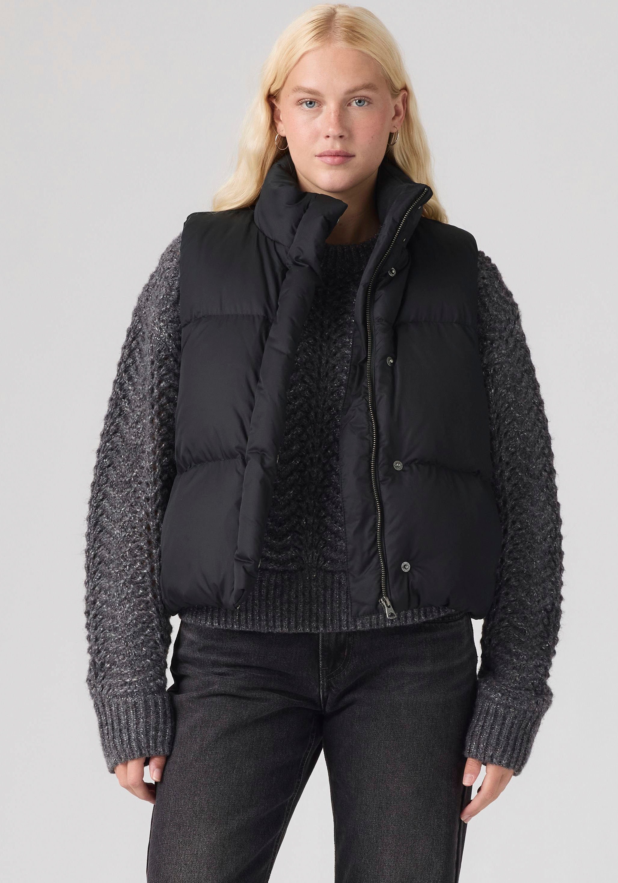 Levis Steppweste "TATE BUBBLE PUFFER VEST" Durchgehender Reißverschluss und Druckknopfverschluss