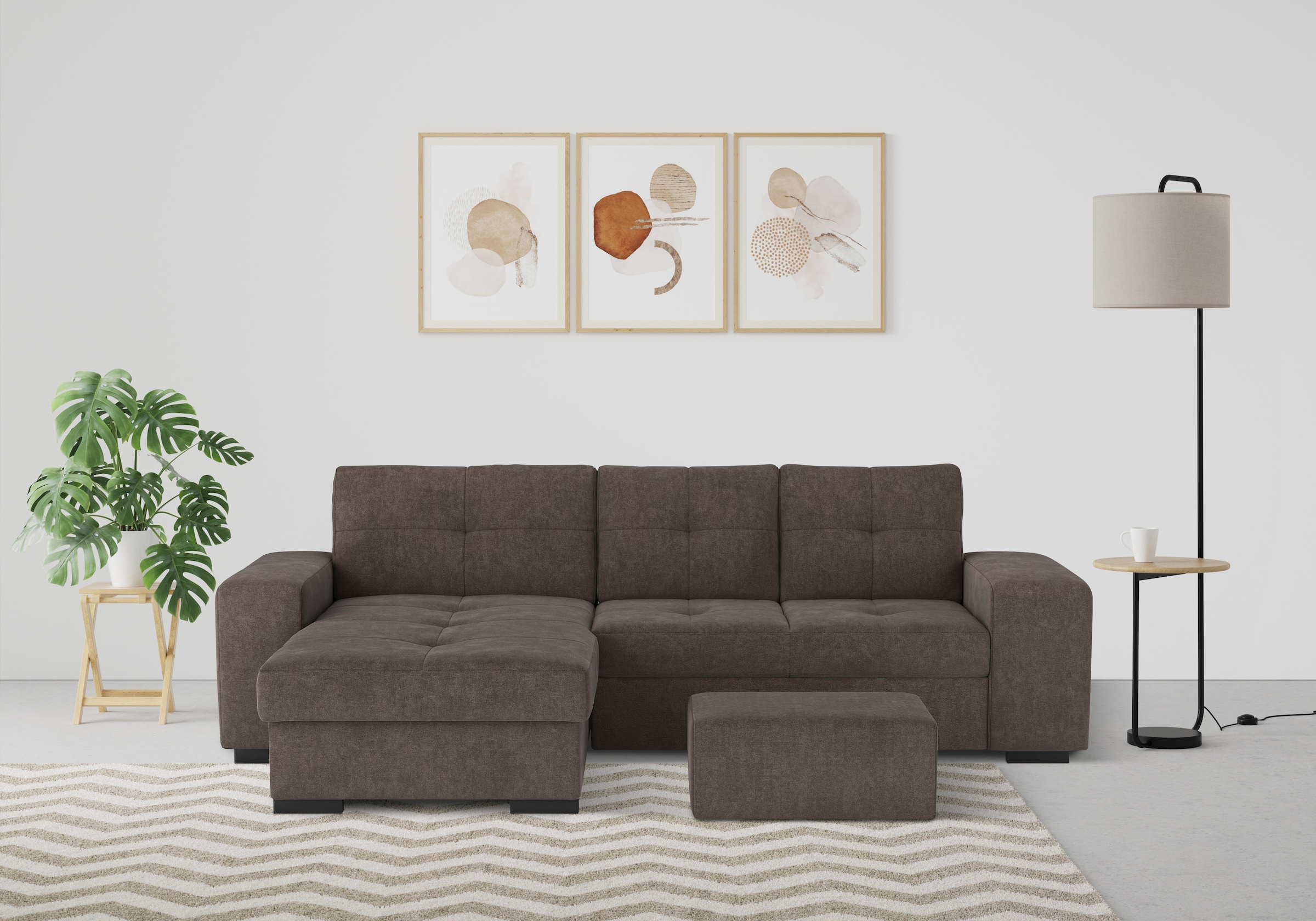COTTA Ecksofa "Mattina L-Form", mit Hocker, wahlweise mit Bettfunktion & Be günstig online kaufen