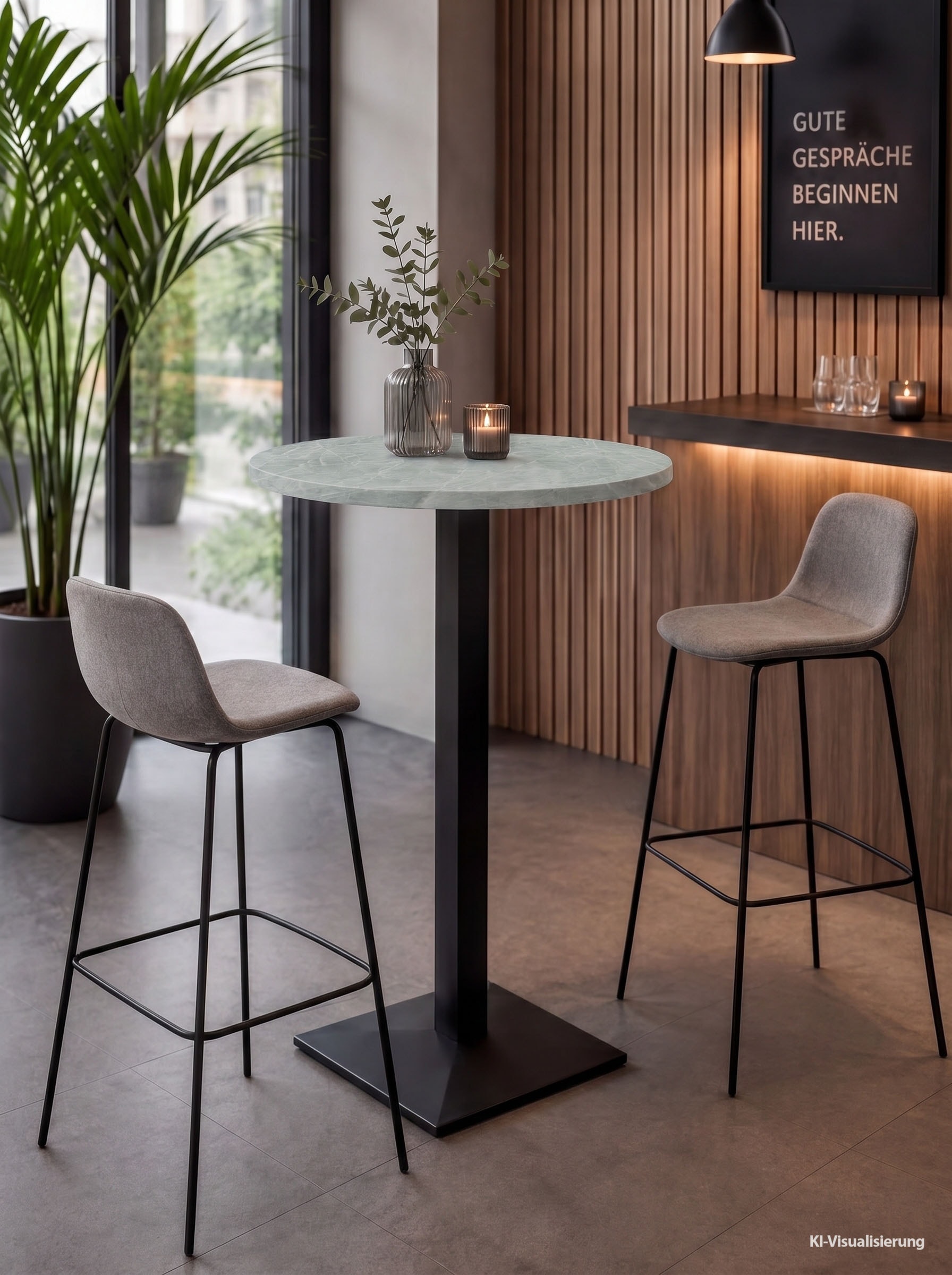 Mäusbacher "Big Bistro Metall" Quadrat-Säulengestell, runde Platte Ø 70 cm x H 105 cm