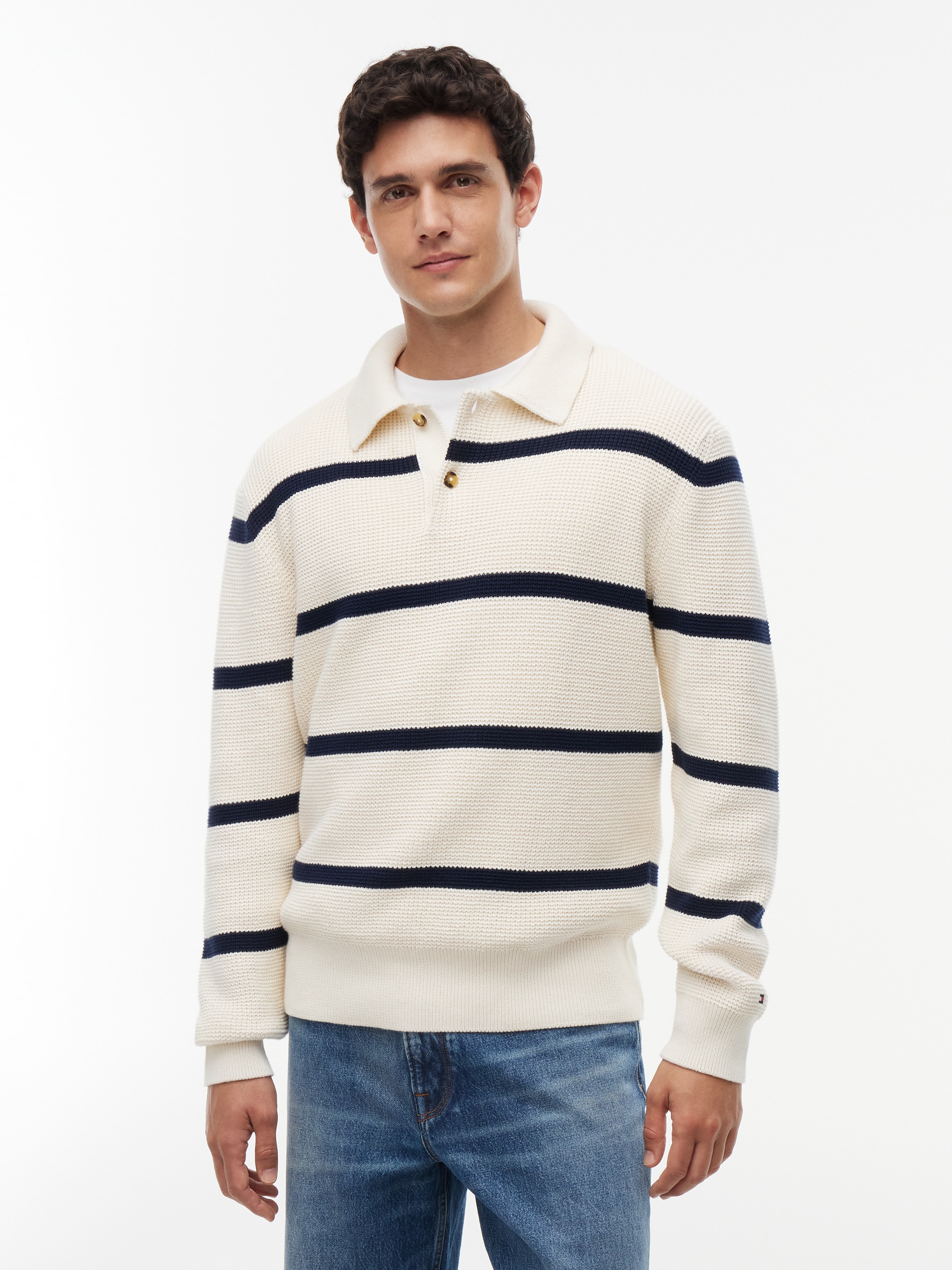 Tommy Hilfiger Polokragenpullover »WAFFLE STRUCTURE RUGBY« Relaxed Fit