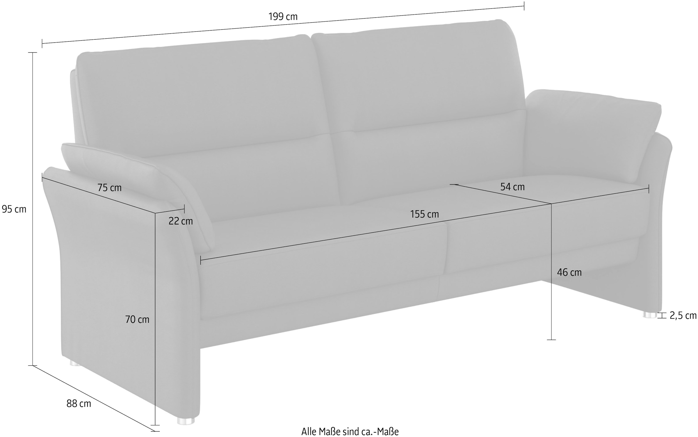 DOMO collection 2-Sitzer »Pina«, mit Federkern, Breite 199cm