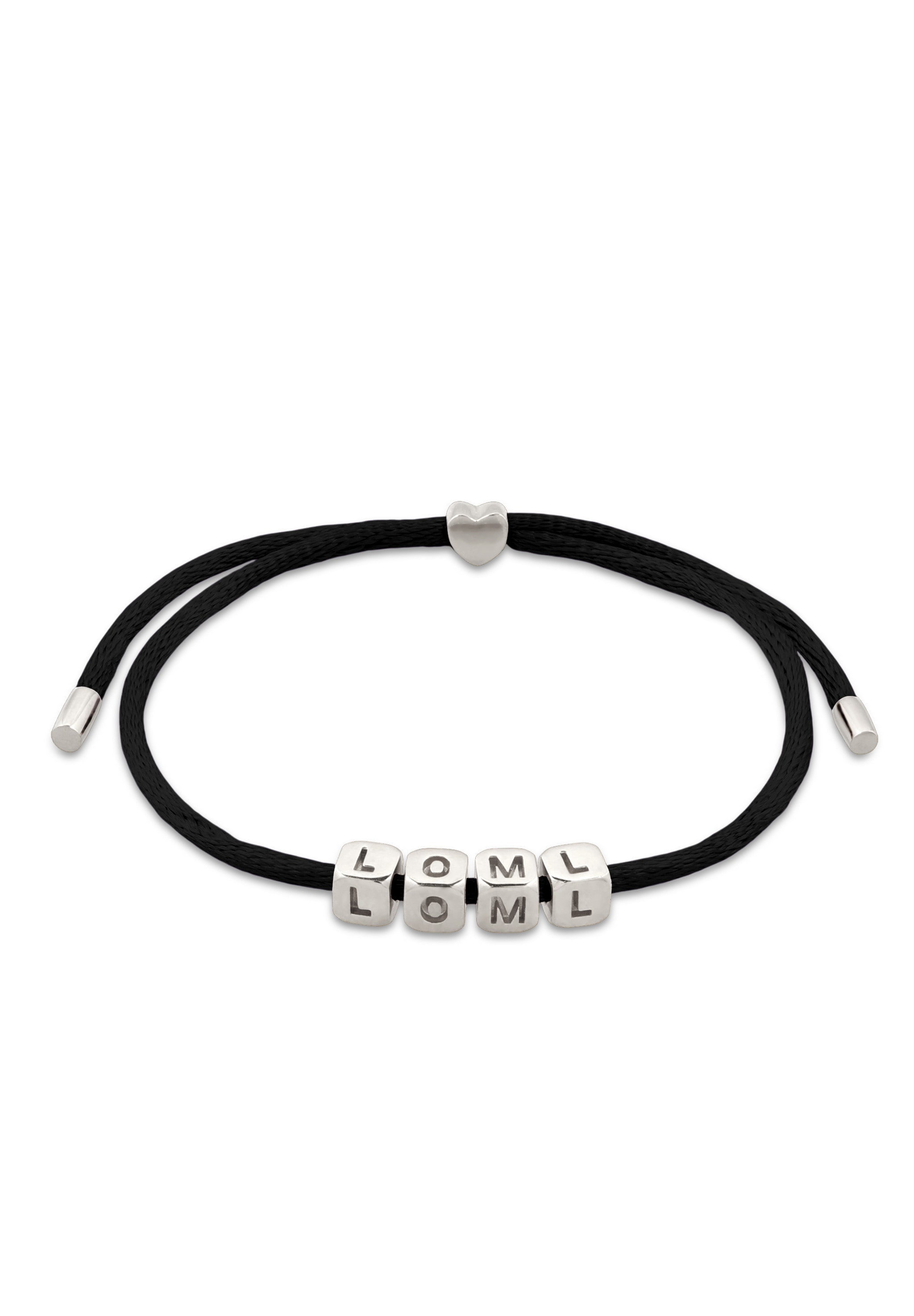 ELLI Damen Armkette "Armband Herz LOML Lettering Sterling Silber vergoldet", Silber 925 (Sterlingsilber), schwarz, Silber 925 (Sterlingsilber),