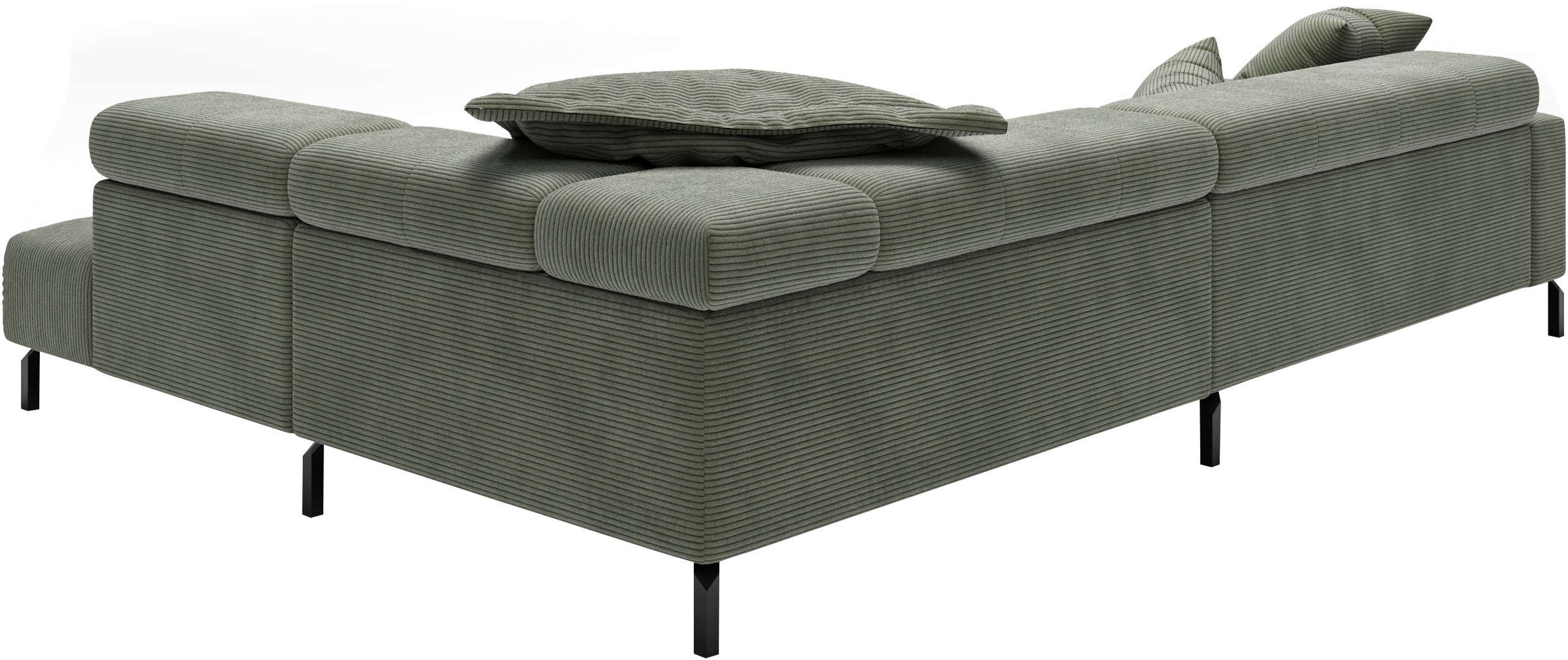 Ecksofa HOME AFFAIRE "Claya, L-Form, incl. Kopfteilverstellung, Breite 311 cm", grün (turtle), B:311cm H:71cm T:219cm, 88% Polyester, 12% Polyacryl, Sofas, Ecksofa, mit elektrischem Sitzvorzug im Hauptelement 3