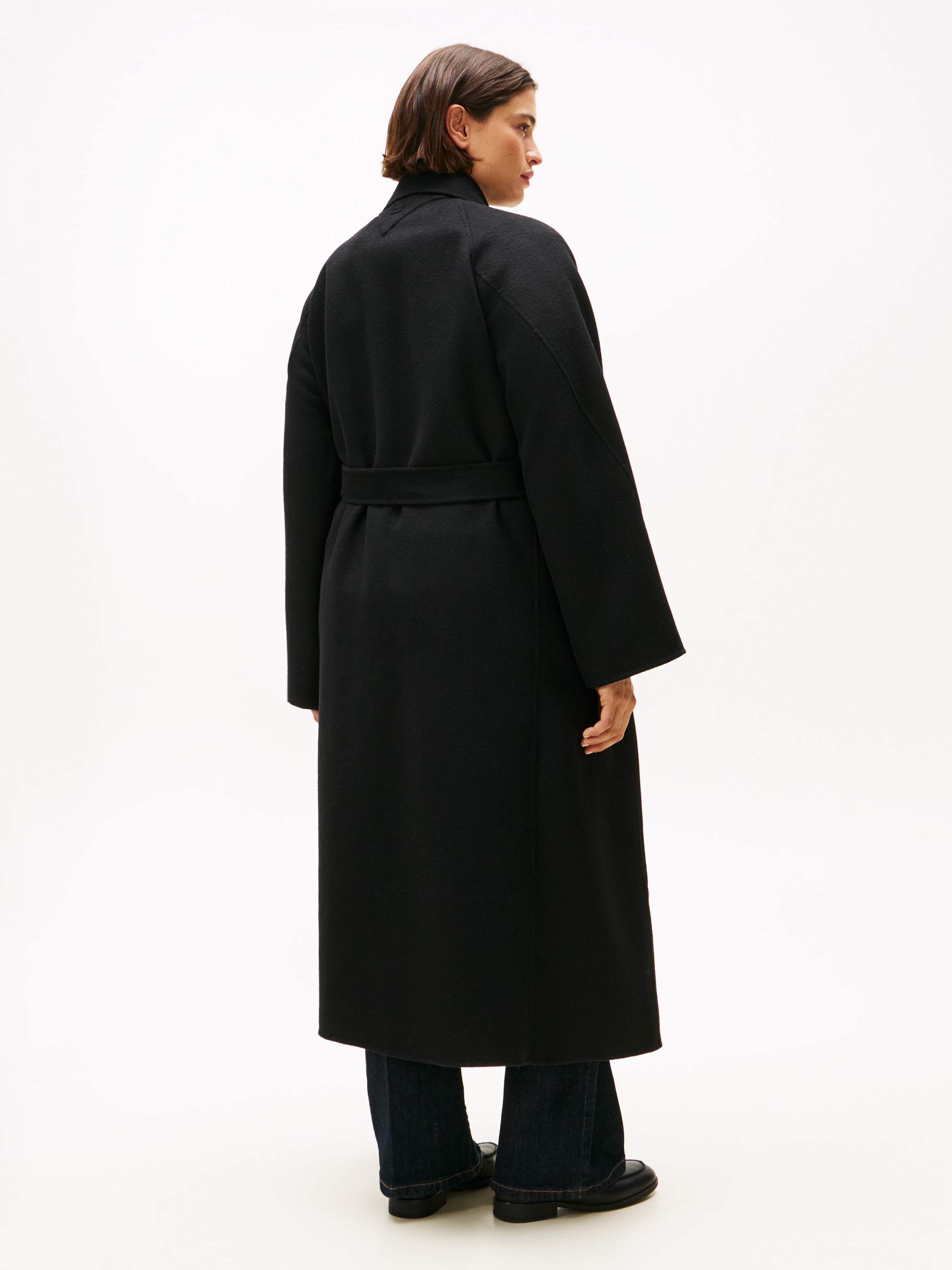 Tommy Hilfiger Curve Kurzmantel »CRV DF WOOL REG BELTED MIDI COAT«, in großen Größen, aus reiner Wolle