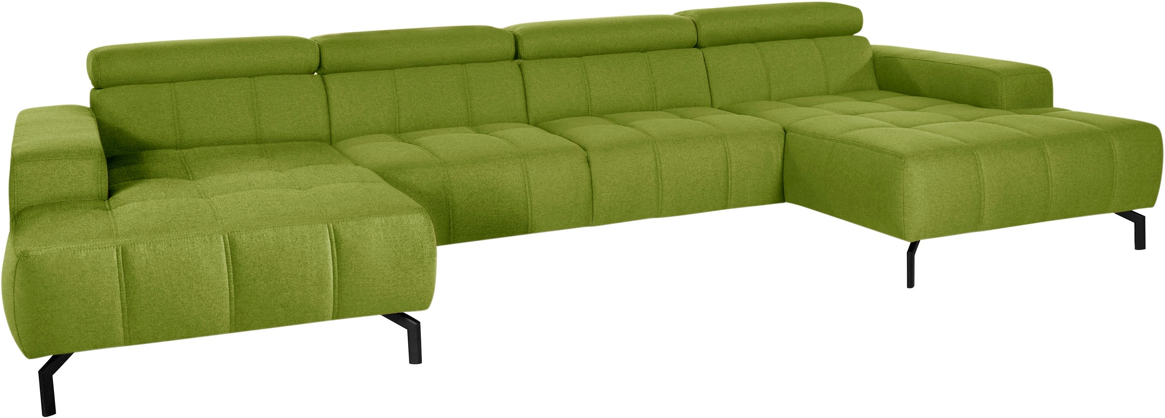 DOMO collection Wohnlandschaft »Cunelli tolle Sitznähte als Designelement, fester Sitzkomfort, U-Form«, wahlweise mit Kopfteilverstellung, bodenfrei