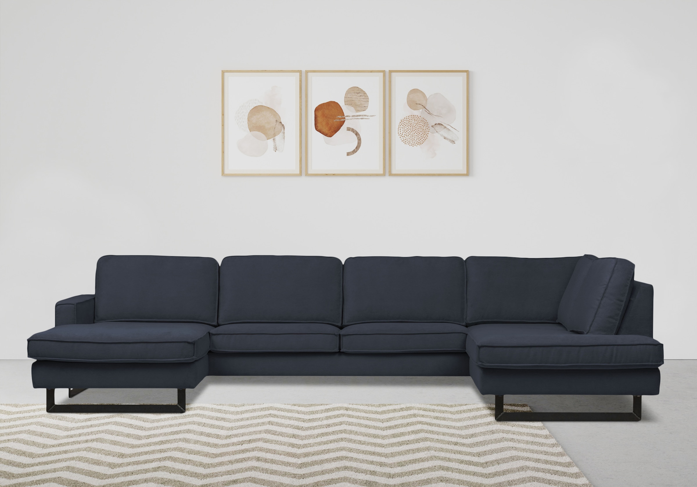 Home affaire Wohnlandschaft "Pinto, 350 cm, U-Form, XXL, mit Ottomanen" Cor günstig online kaufen