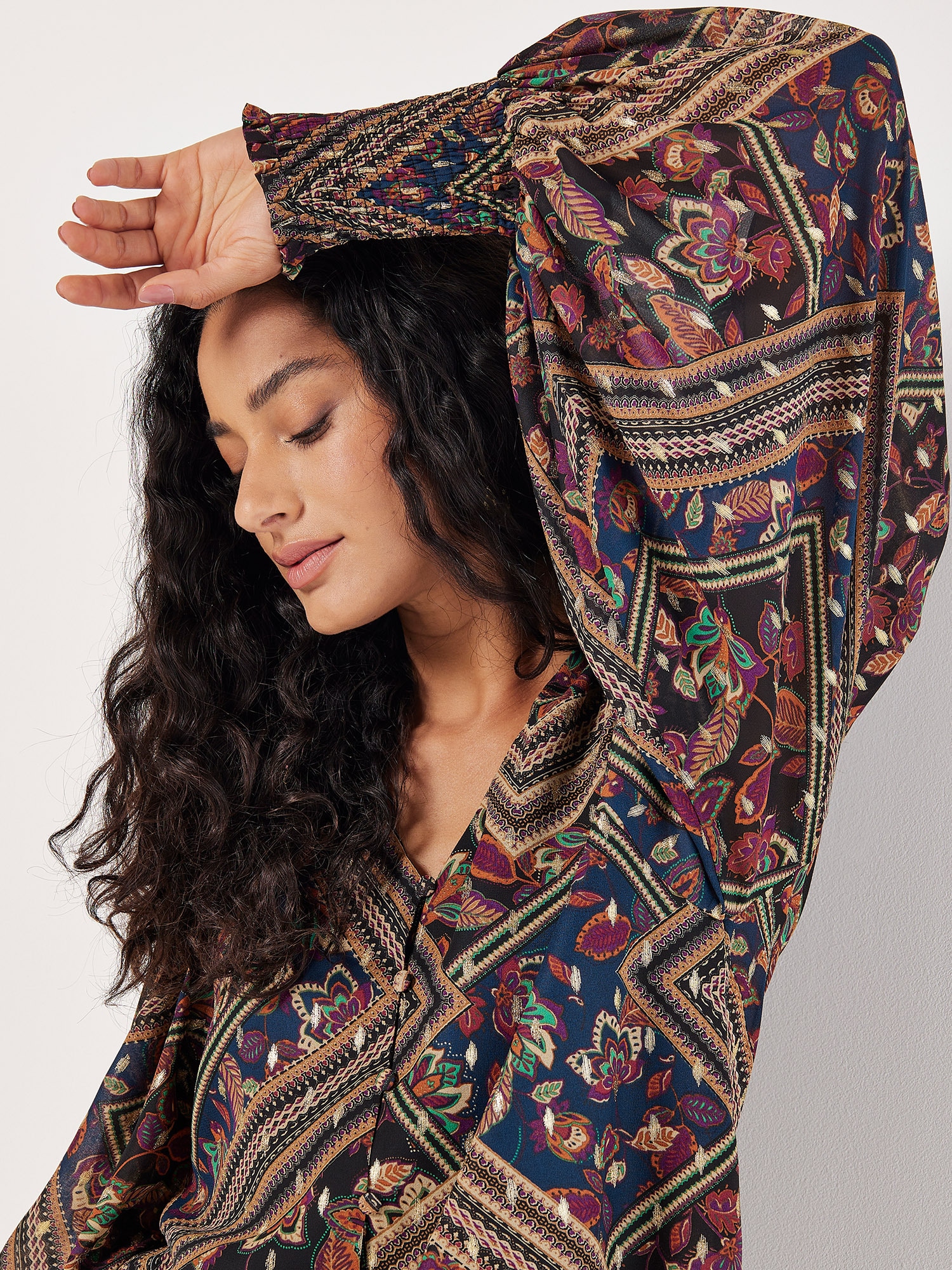 Apricot Druckbluse "Blumendruck Top" mit Golddetails
