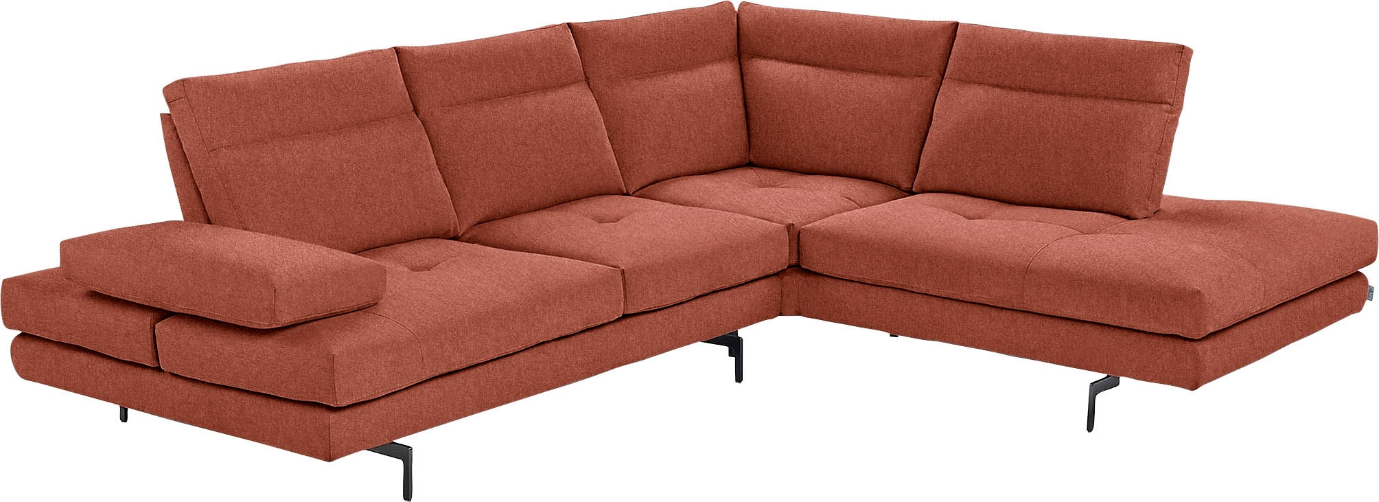 CALIA ITALIA Ecksofa "Toby Wing, B/T: 288/232 cm, Designsofa mit sensationellem Sitzkomfort" L-Form, Sitztiefenverstellung, funktionale Ecke, Füße in schwarz matt