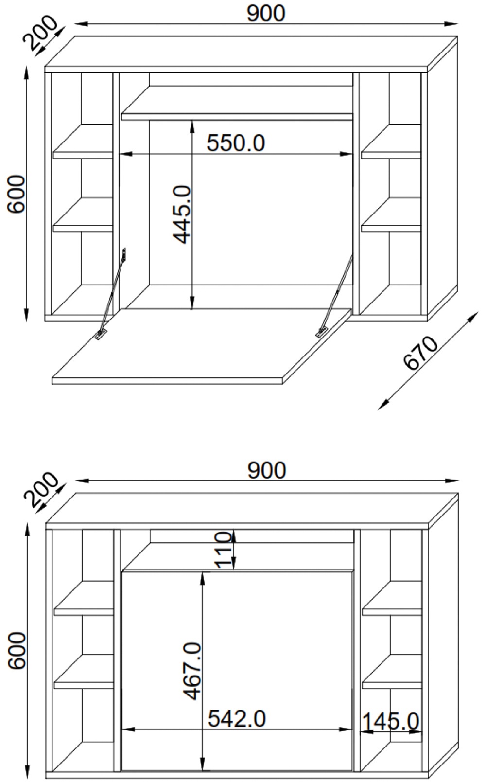VCM Schreibtisch »Holz Hänge Schreibtisch Wandschreibtisch Wandila«
