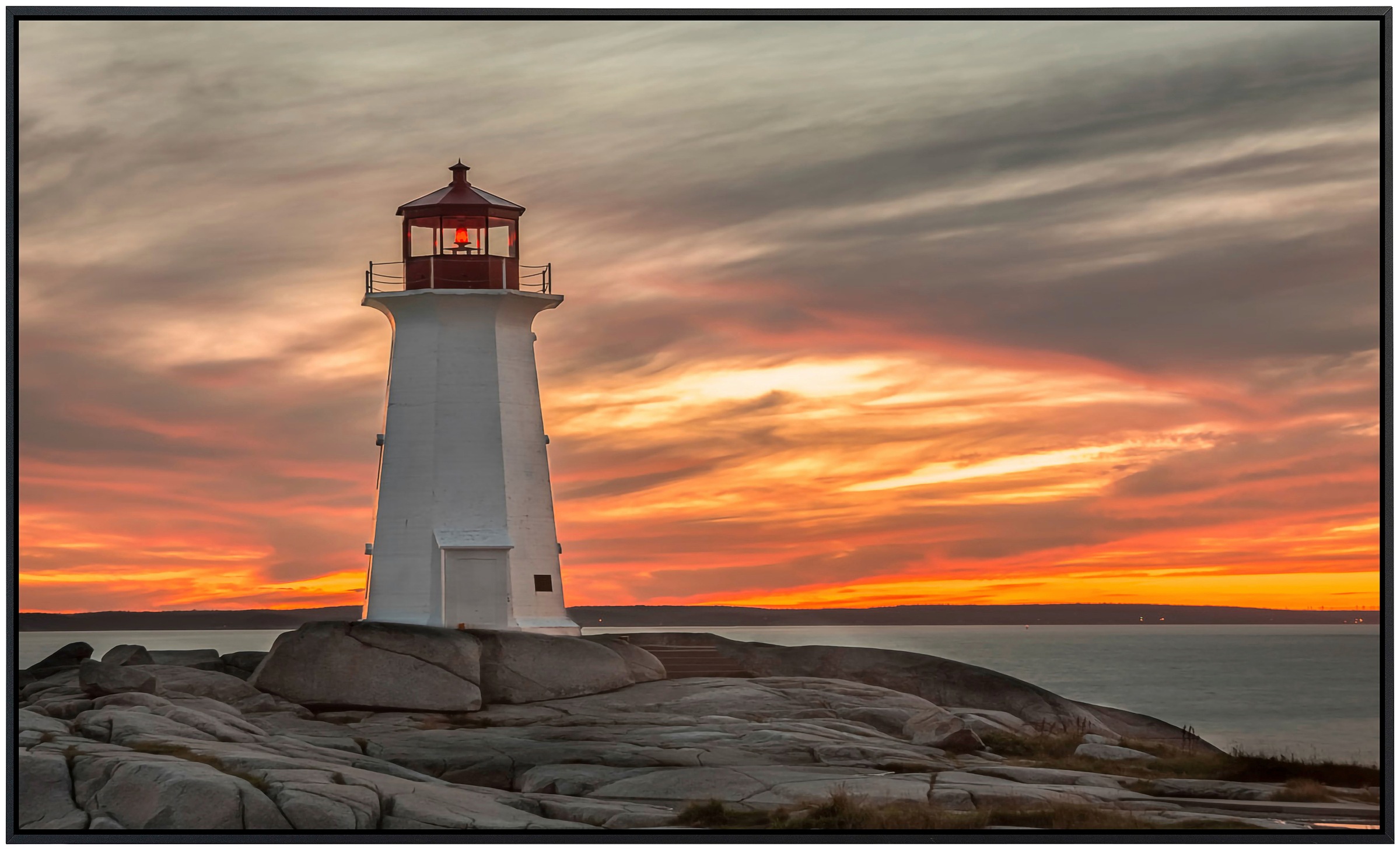 Papermoon Infrarotheizung »Leuchtturm Peggy Cove Sonnenuntergang«, sehr angenehme Strahlungswärme