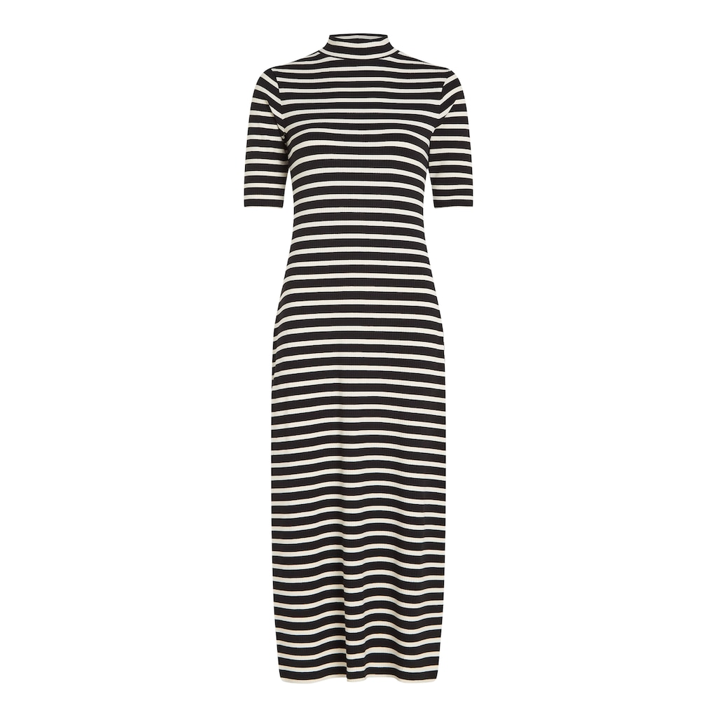 Tommy Hilfiger Jerseykleid »SLIM 5X2 RIB STRIPE MIDI DRS 1/2«, mit Logostickerei