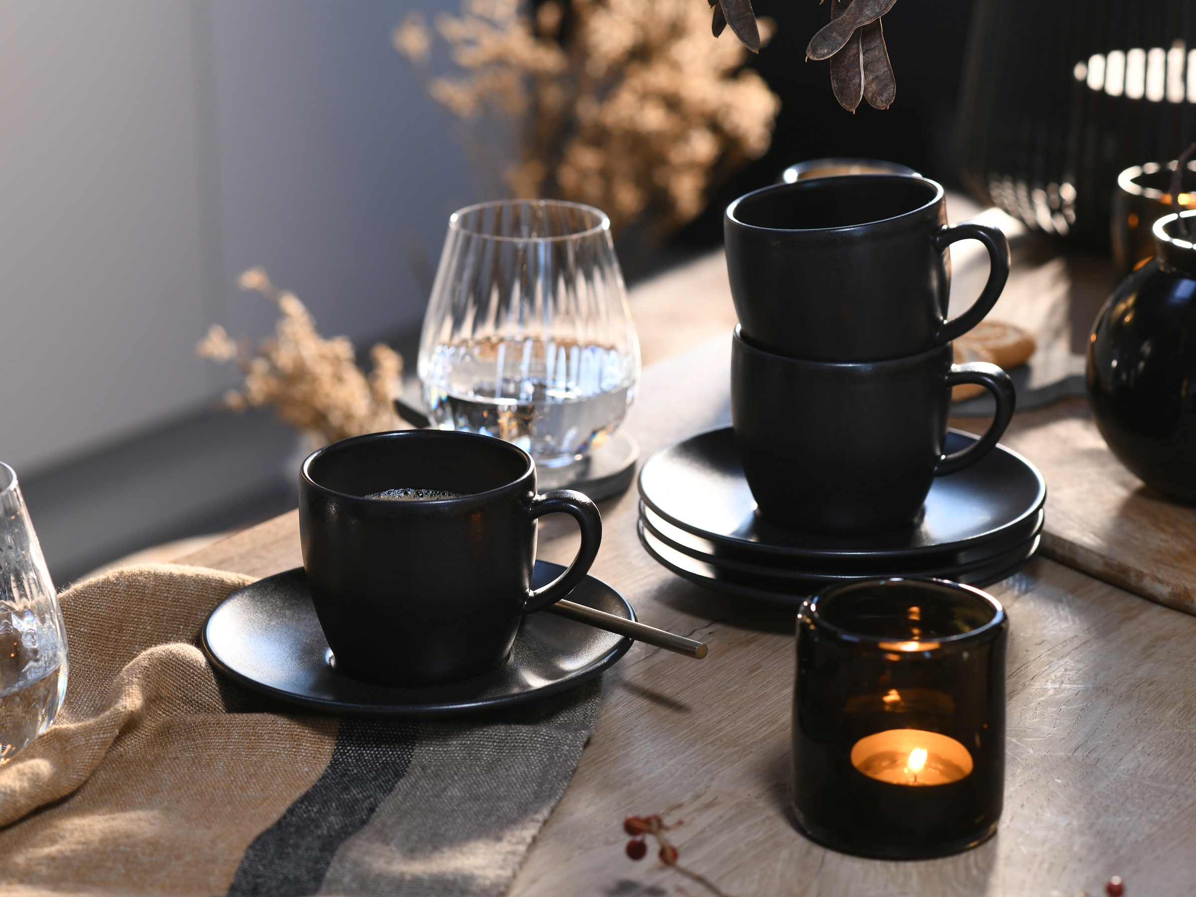 CreaTable Cappuccinotasse »Soft Touch Black« 12-teiliges Set, mit Untertasse